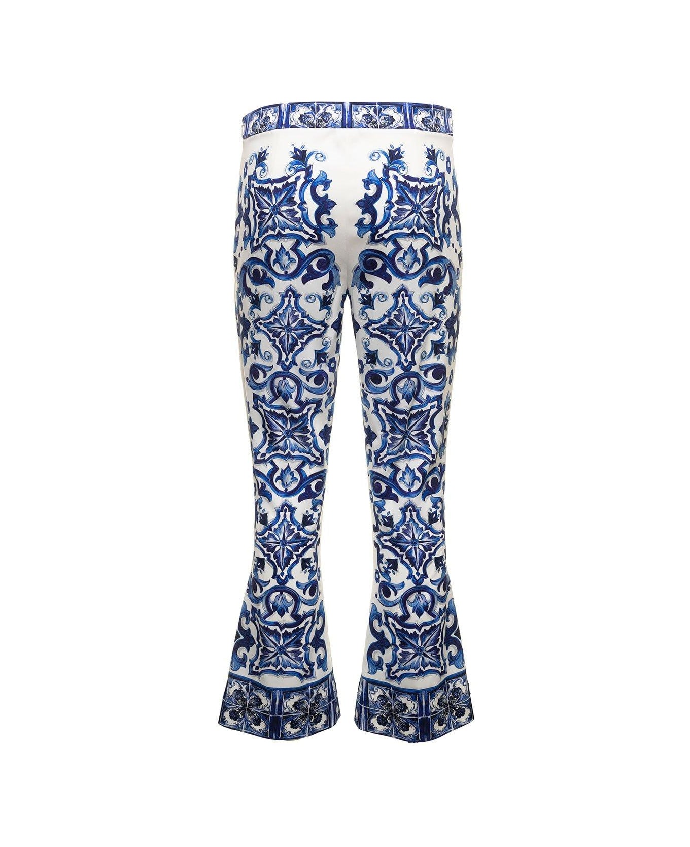 Dolce & Gabbana Majolica Printed Flared Pants - BLU