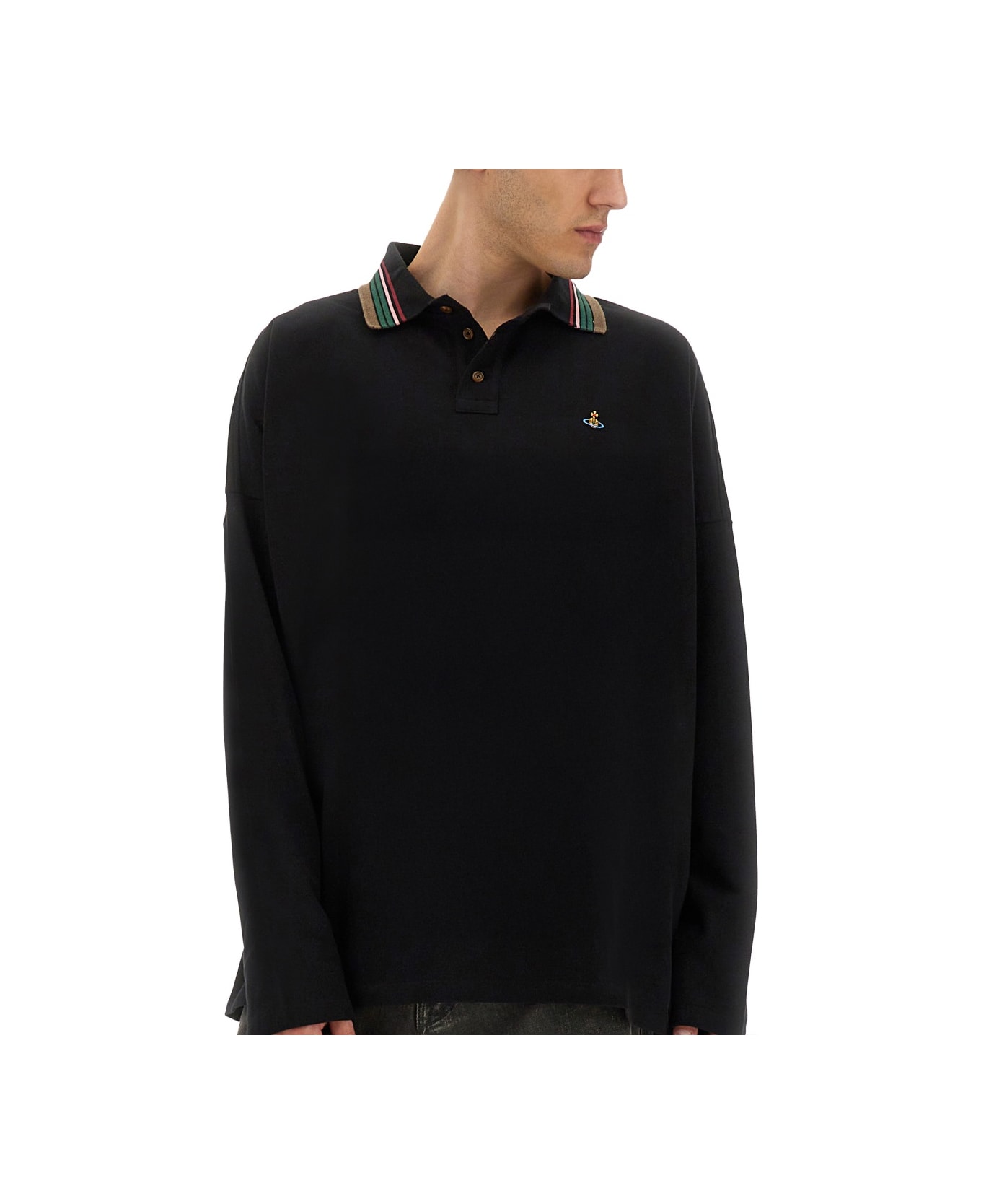 Vivienne Westwood Long-sleeved Polo Shirt - BLACK