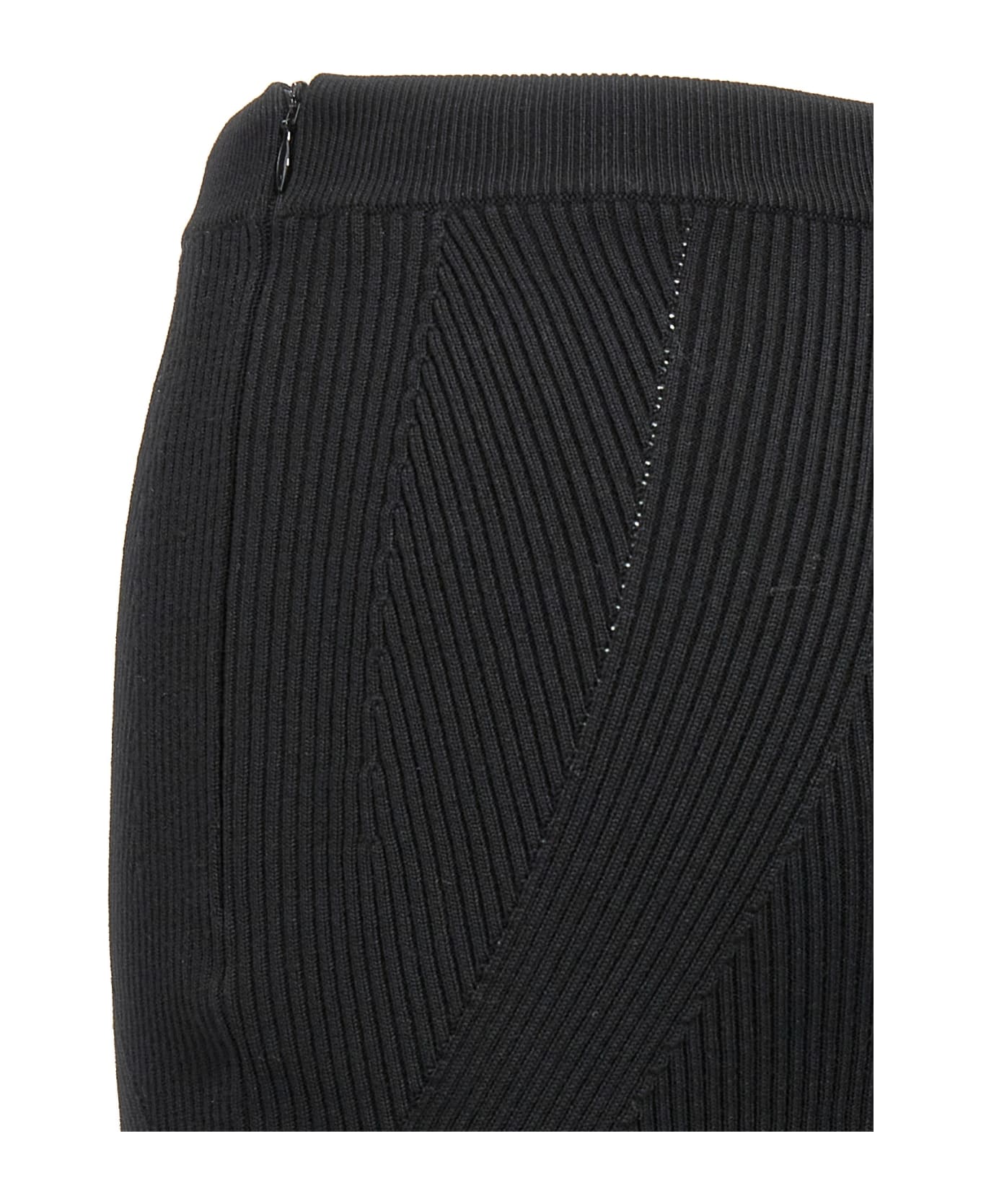 Alexander McQueen Wool Knit Midi Skirt - Black