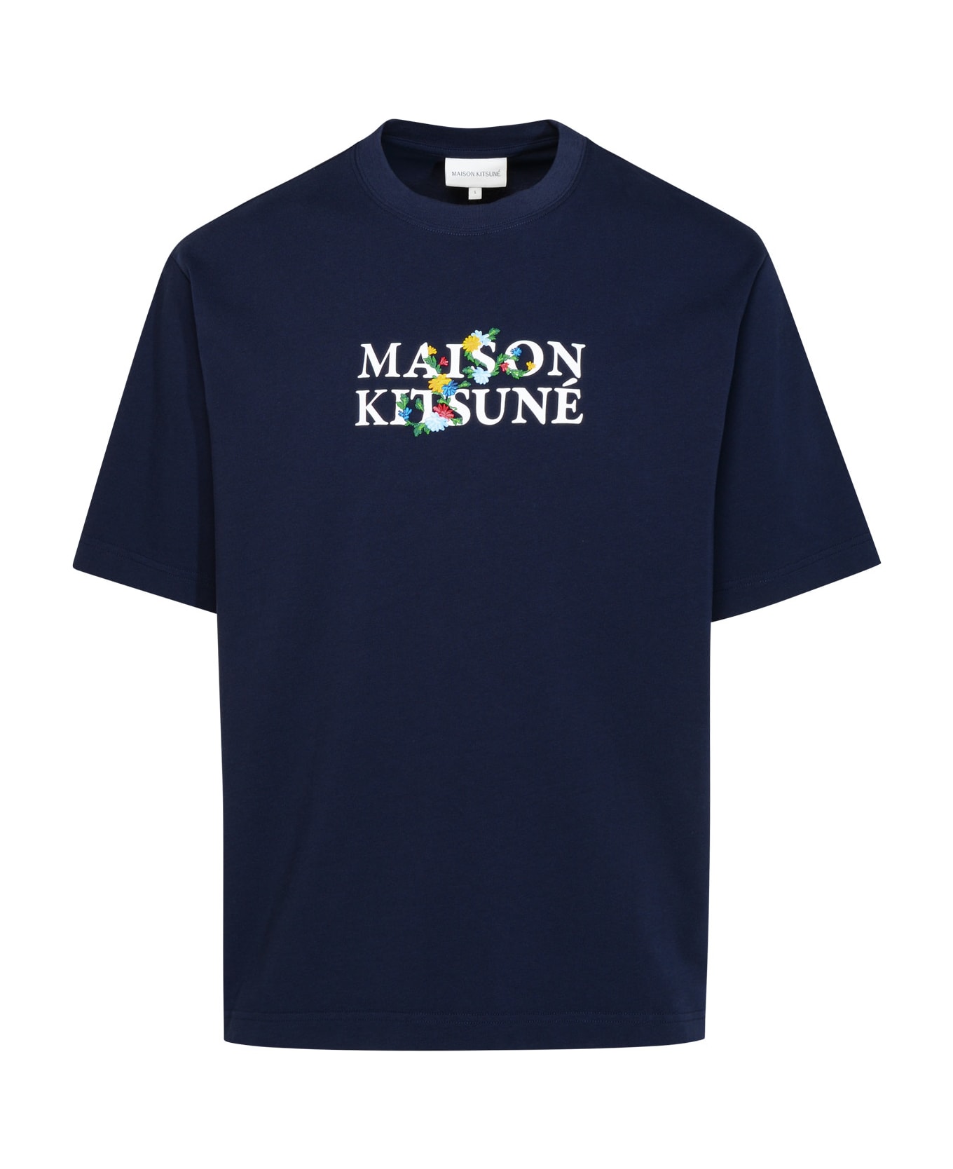 Maison Kitsuné 'maison Kitsuné Flowers' Navy Cotton T-shirt - Navy シャツ