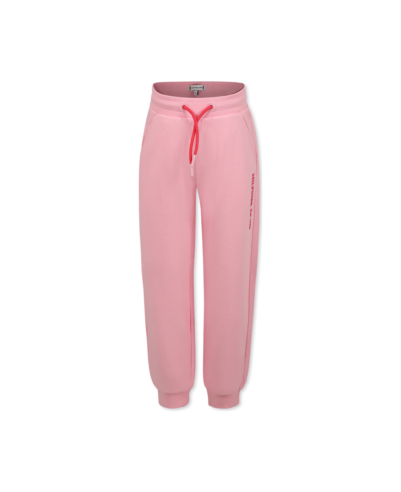 Tommy Hilfiger Pink Sweatpants For Girl With Red Logo - Pink
