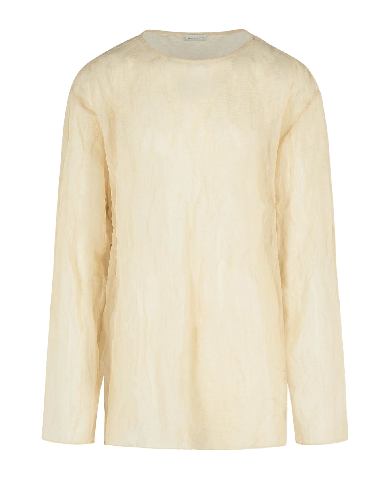 Dries Van Noten 
hen
 Grey Cotton T-shirt - Ivory