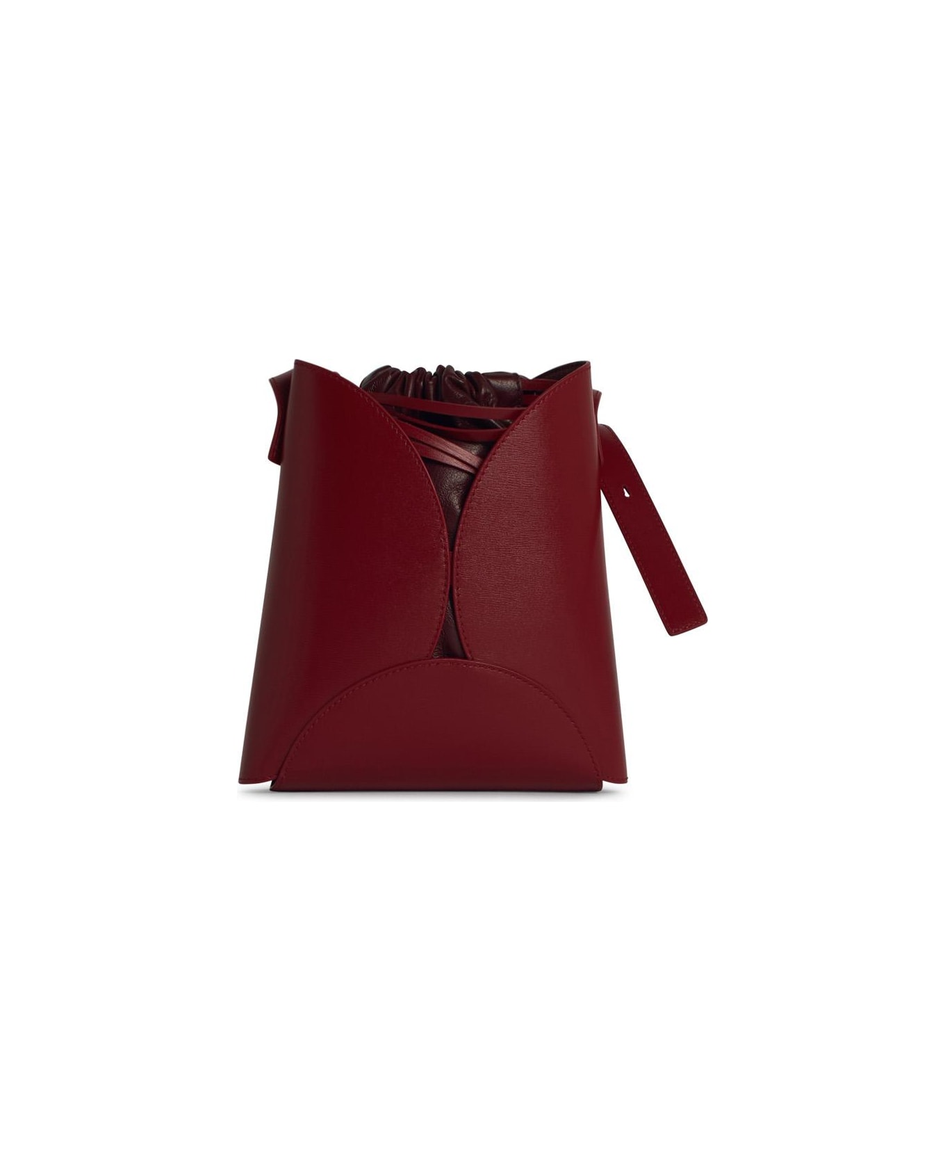 Jil Sander 
curve
 Burgundy Leather Crossbody Bag - Bordeaux