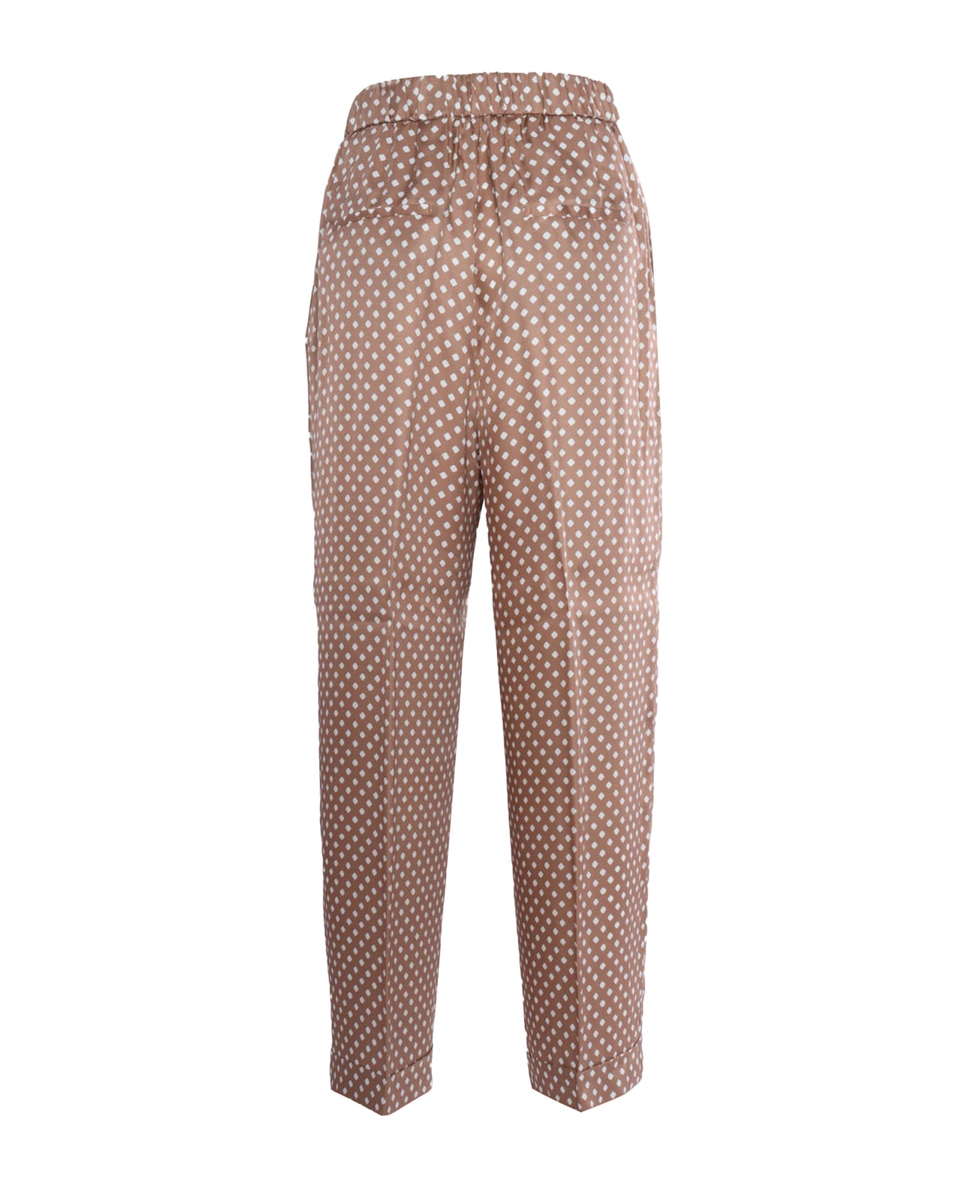 Peserico Brown Trousers With Polka Dots - BROWN ボトムス