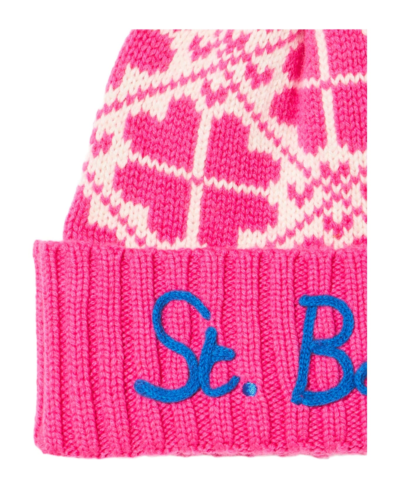 MC2 Saint Barth Woman Fluo Pink Beanie With Pattern - PINK