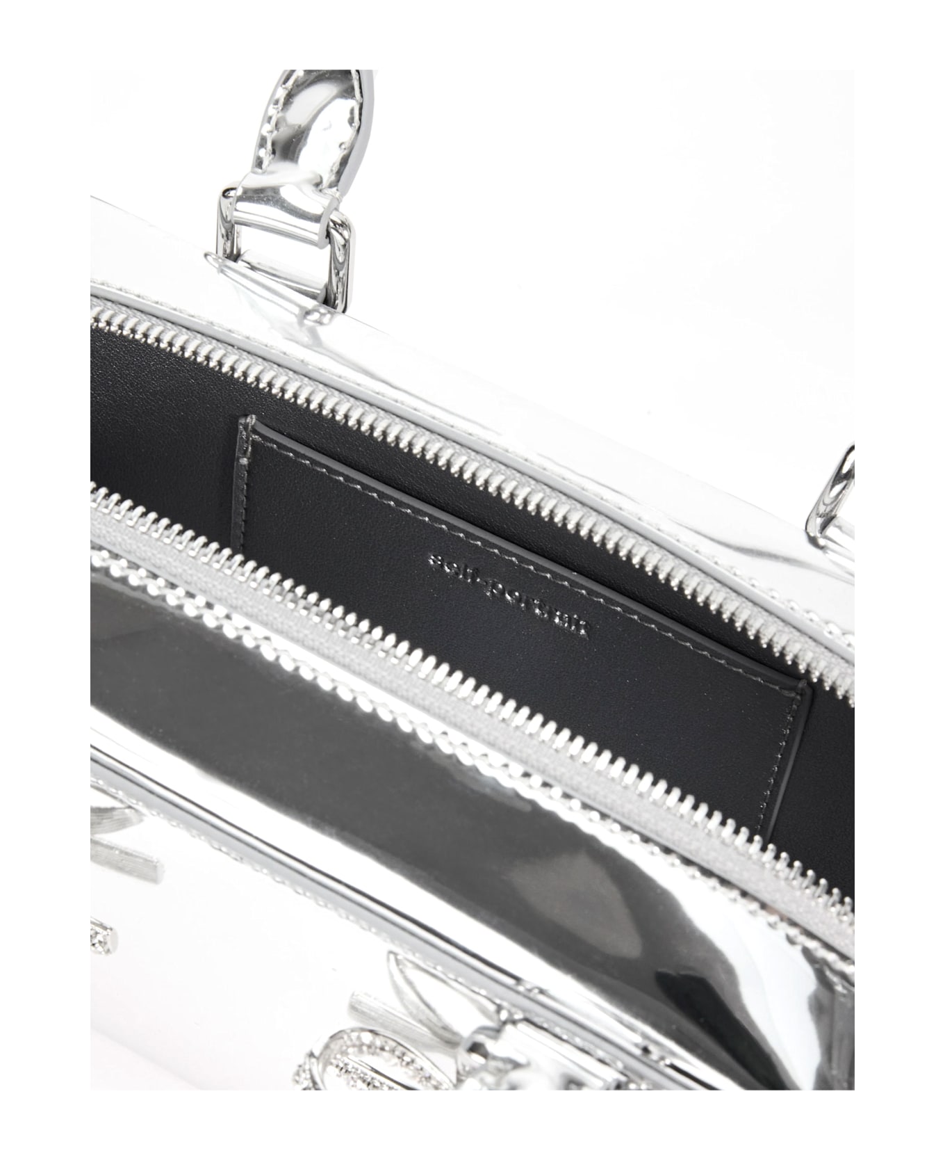 self-portrait Metallic Leather Mini Tote Bag - Silver