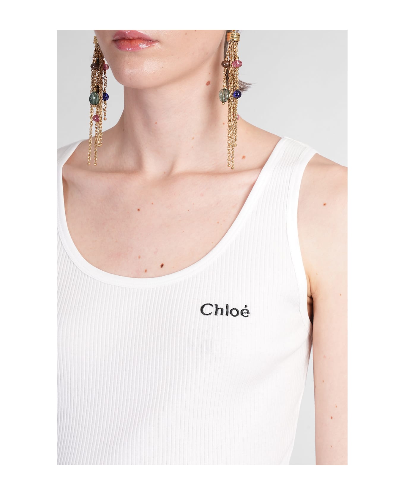 Chloé Tank Top In White Cotton - white