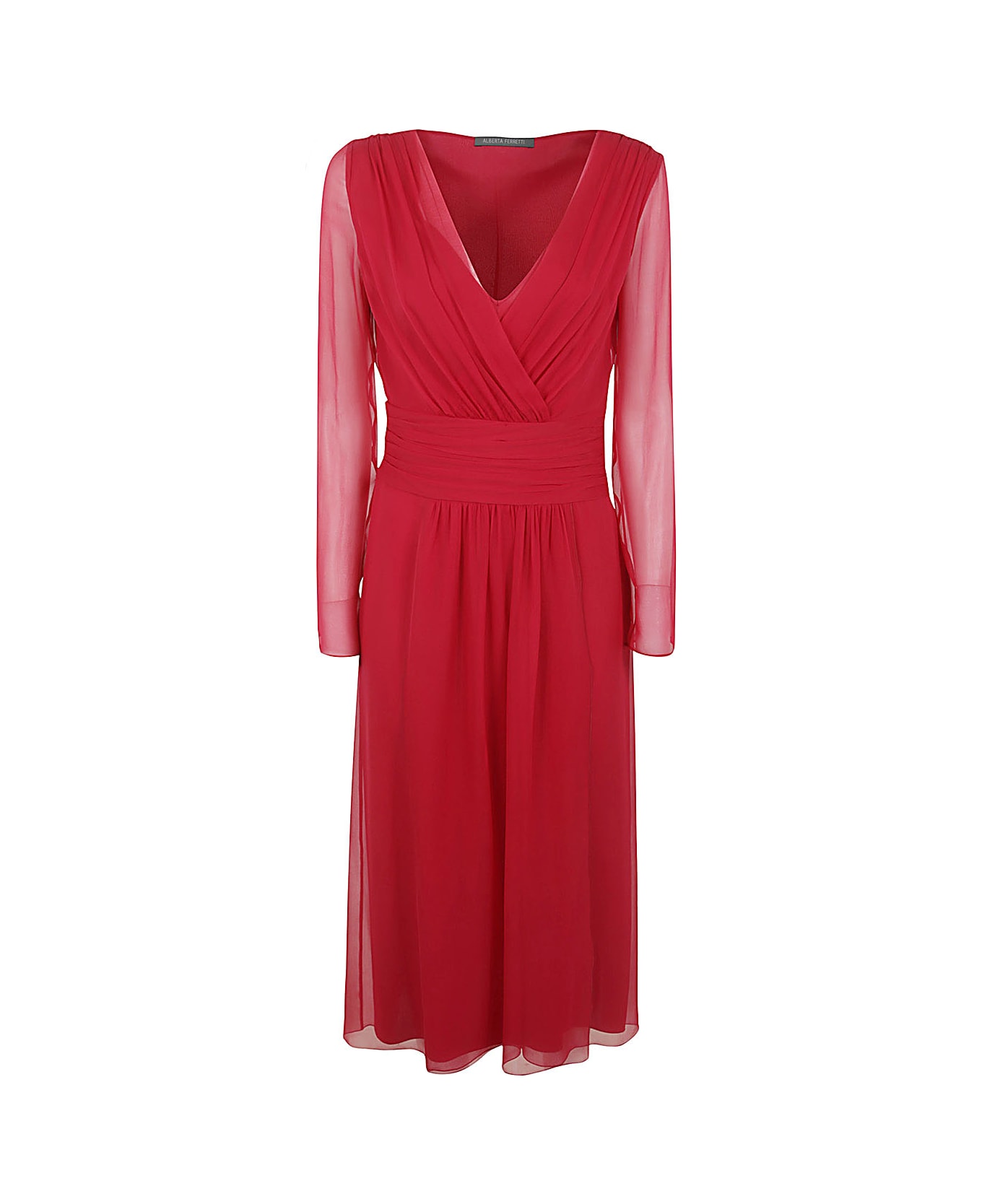 Alberta Ferretti Long Sleeve Elegant Dress - Raspberry ワンピース＆ドレス