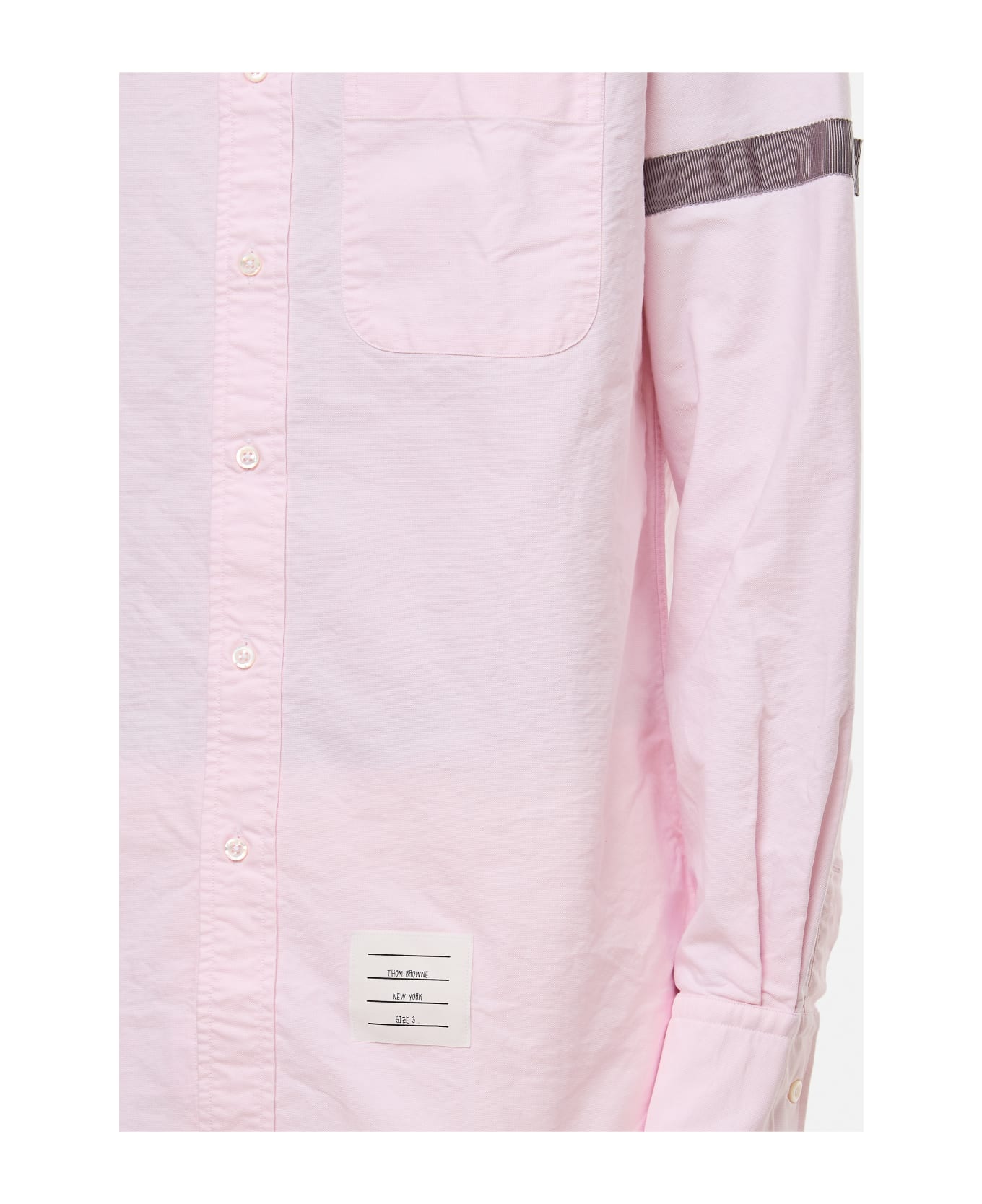 Thom Browne Straight Fit Mini Round Collar Cotton Shirt - Pink