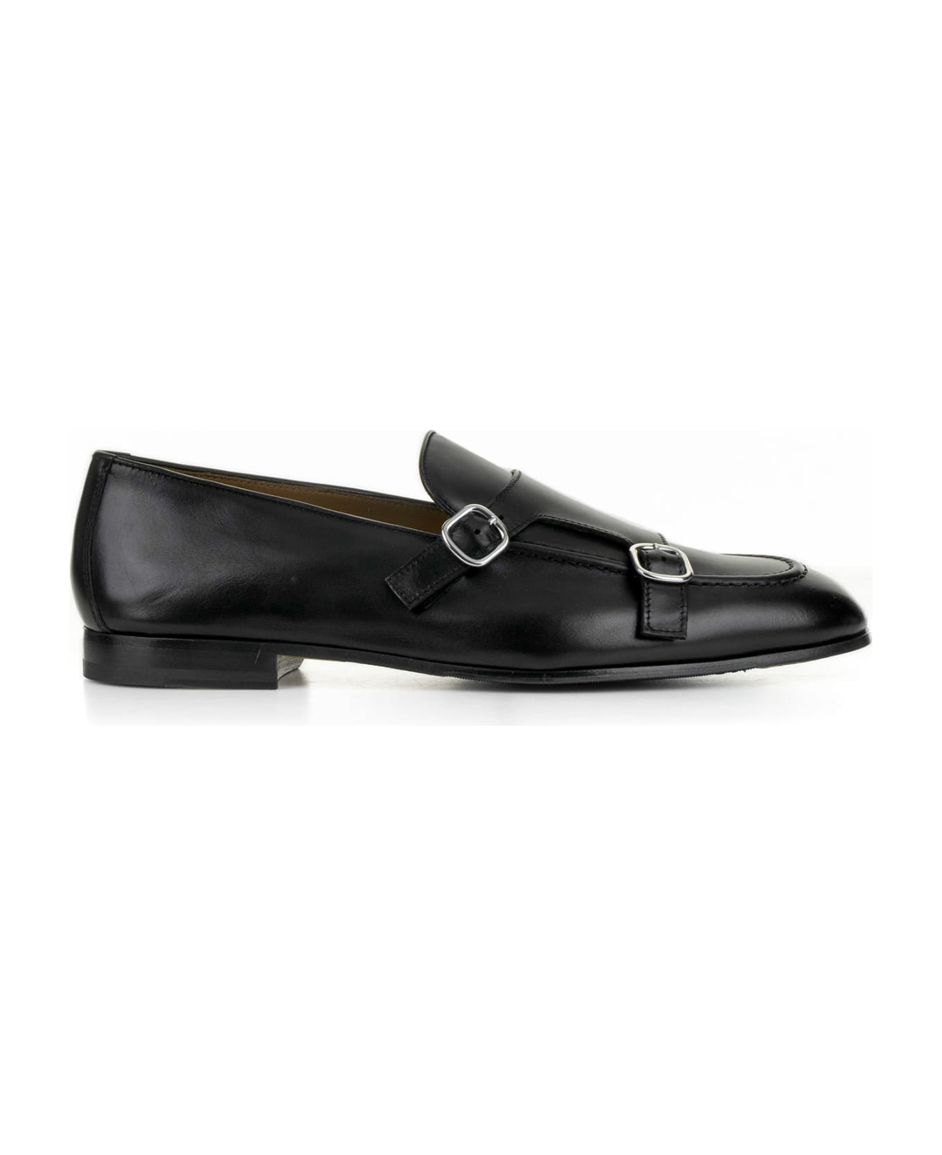 Doucal's Double Buckle Leather Moccasin - NERO ローファー＆デッキシューズ