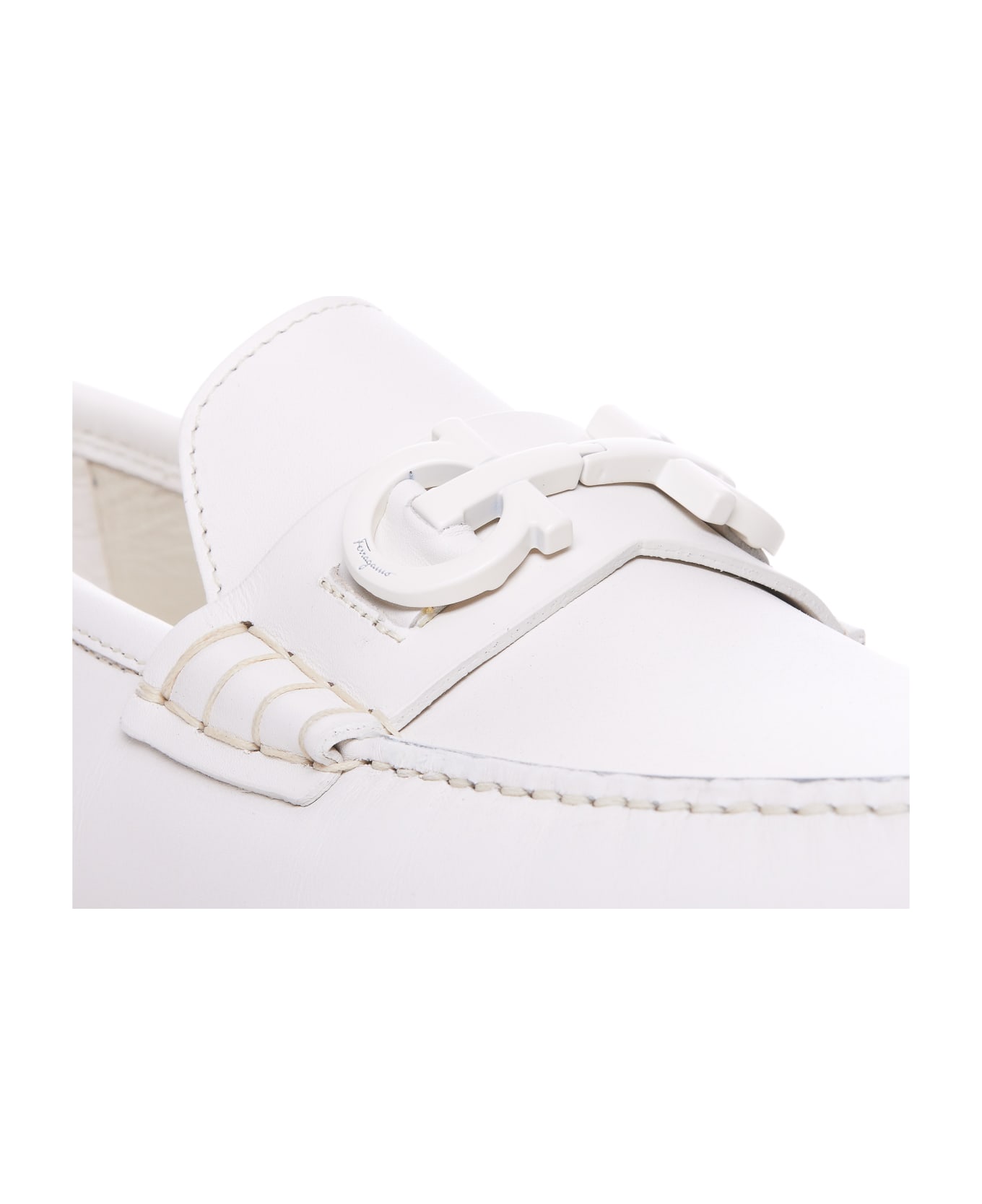 Ferragamo Grazioso Loafers With Gancini Logo - White