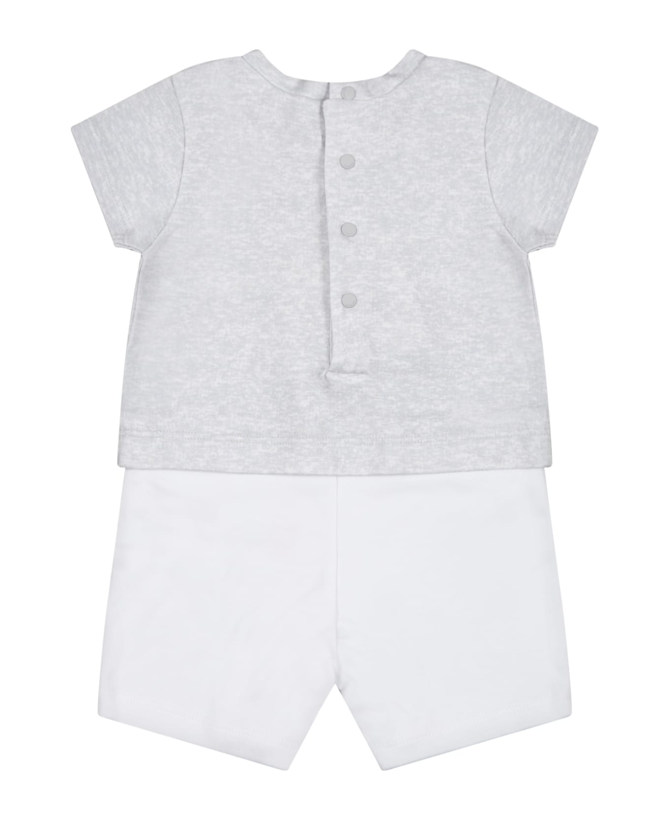 Givenchy Multicolor Romper For Babies With Logo - Grey ボディスーツ＆セットアップ