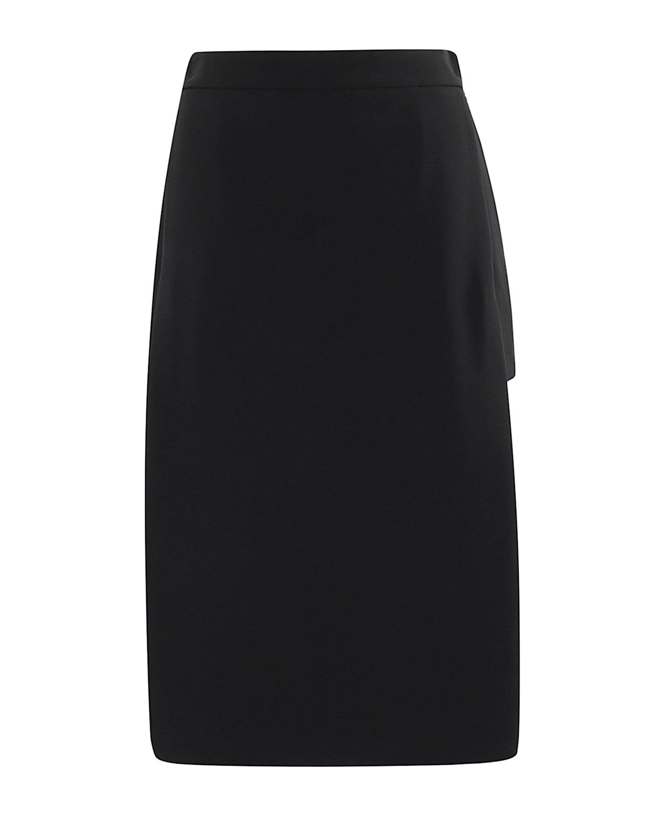 Elisabetta Franchi High Waist Asymmetric Midi Skirt - Black