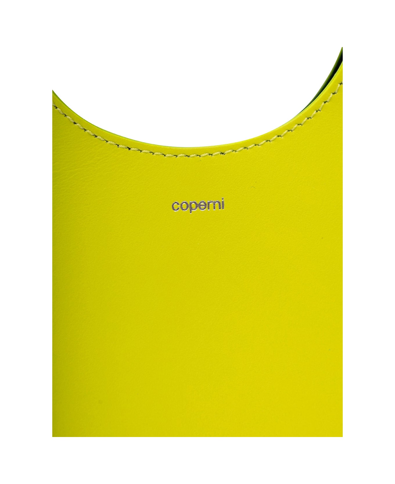 Coperni 'micro Swipe Tote' Yellow Shoulder Bag With Embossed Logo In Smooth Leather Woman - Green