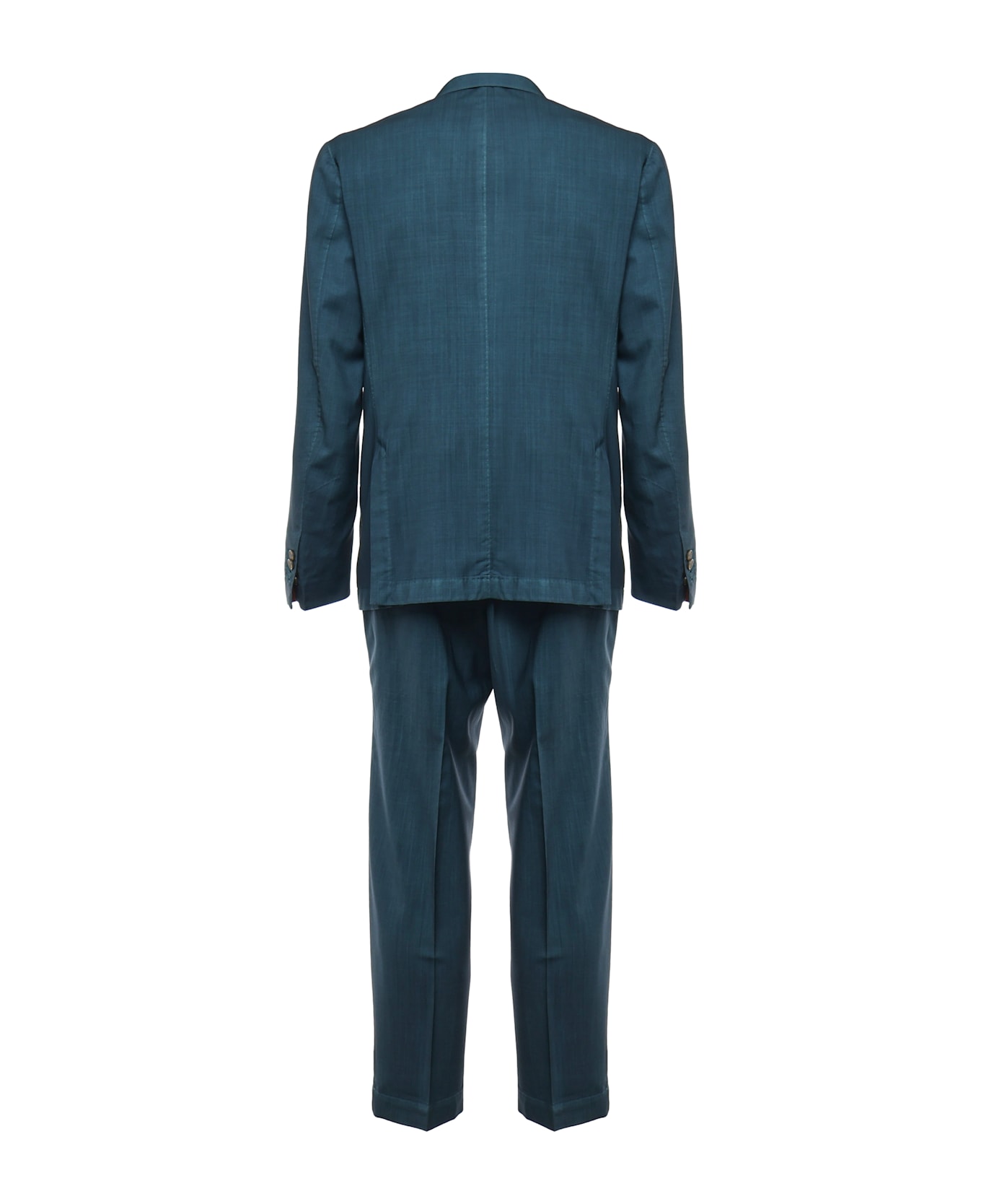 Santaniello Double-breasted Pure Linen Suit - Avion Blue