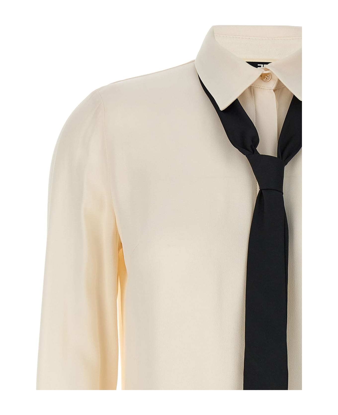 Elisabetta Franchi White Shirt With Tie - White/Black