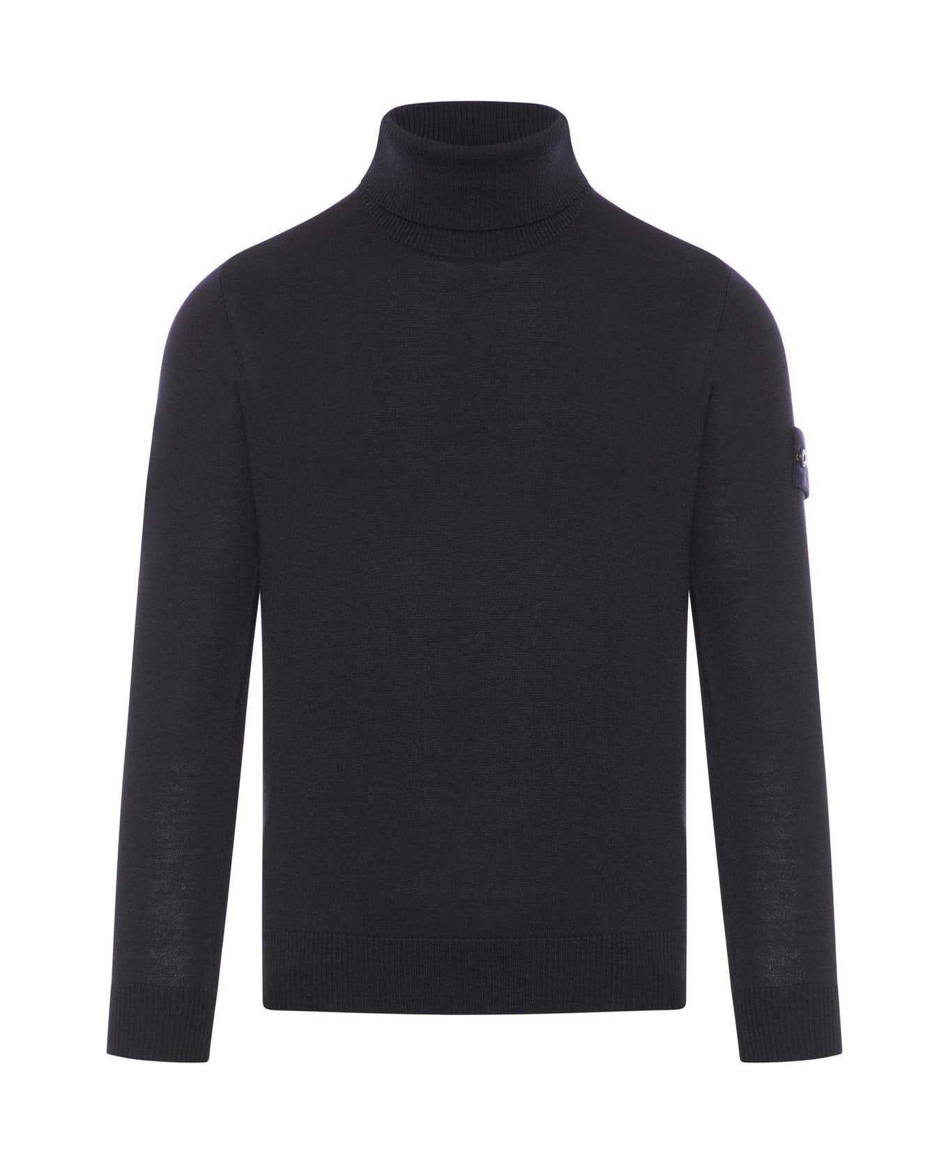 Stone Island Logo Patch Roll-neck Jumper - Black