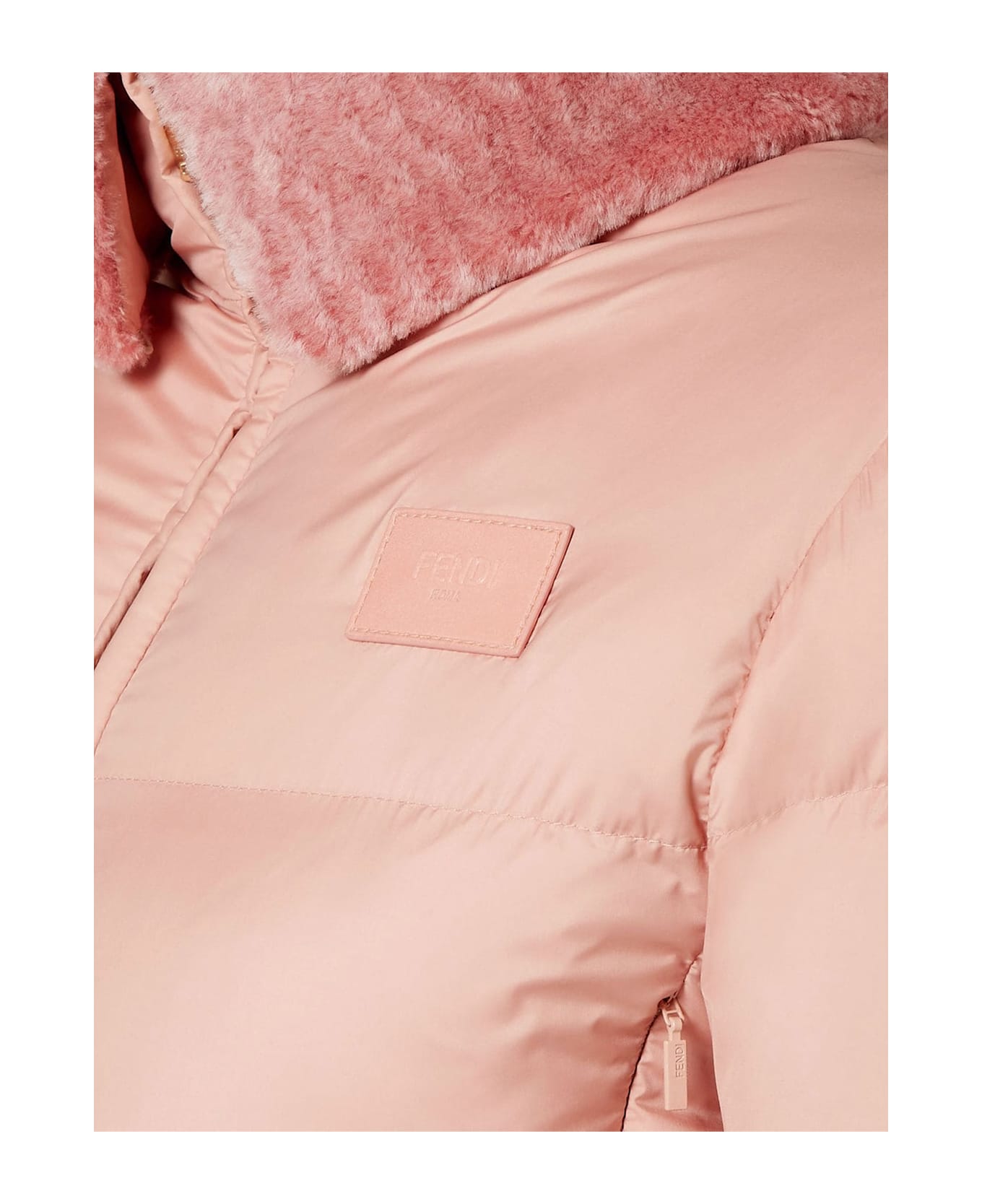 Fendi Technical Fabric And Shearling Down Jacket - BLUSH-25