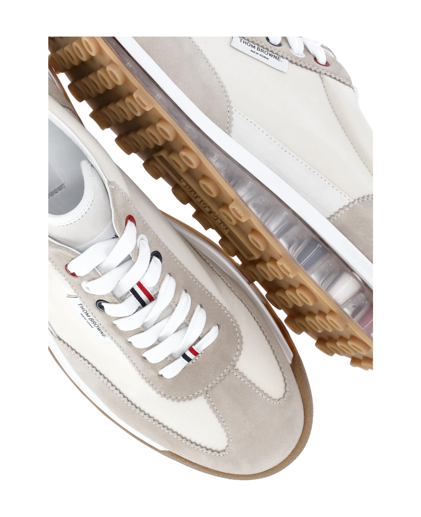 Thom Browne 'tech Runner' Leather Sneakers - Beige