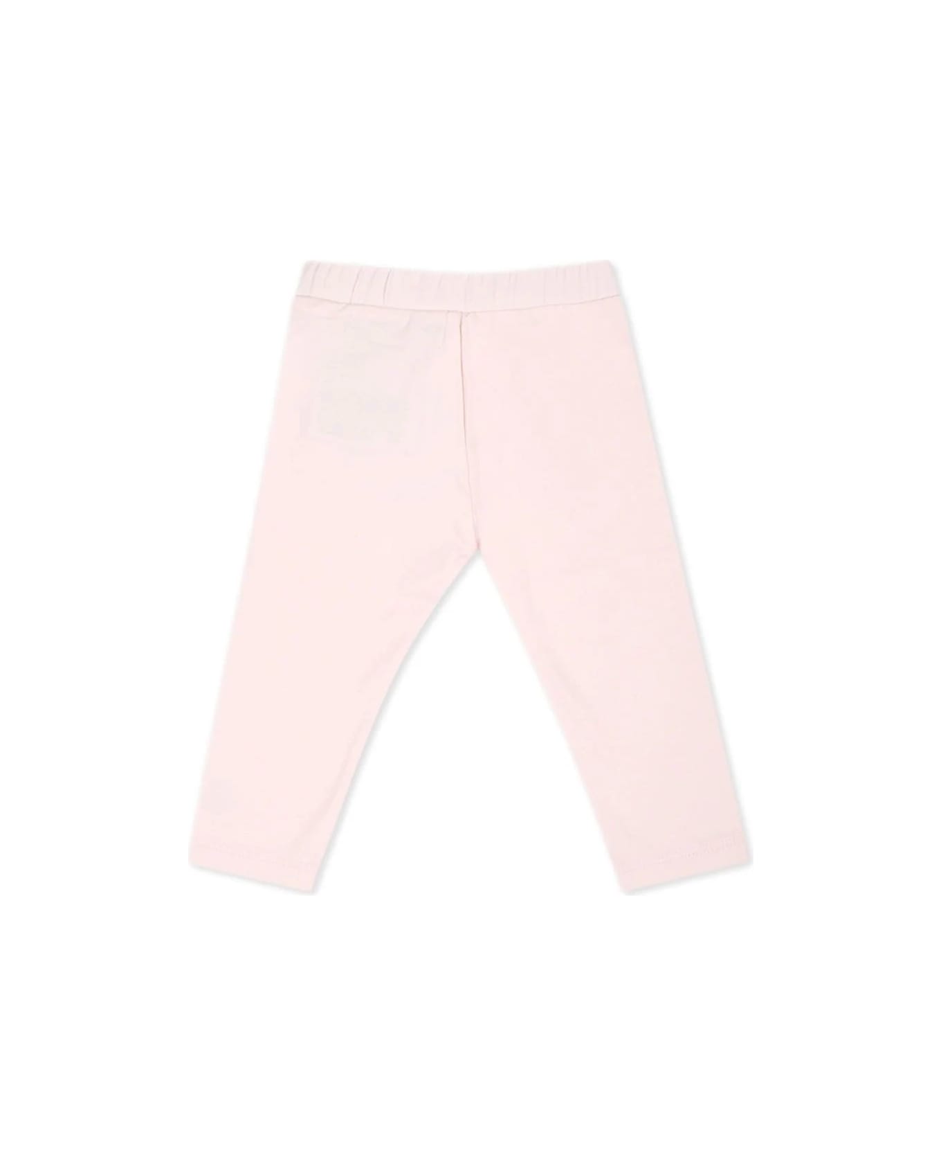 Moncler Pink Leggings With Logo Patch - Pink