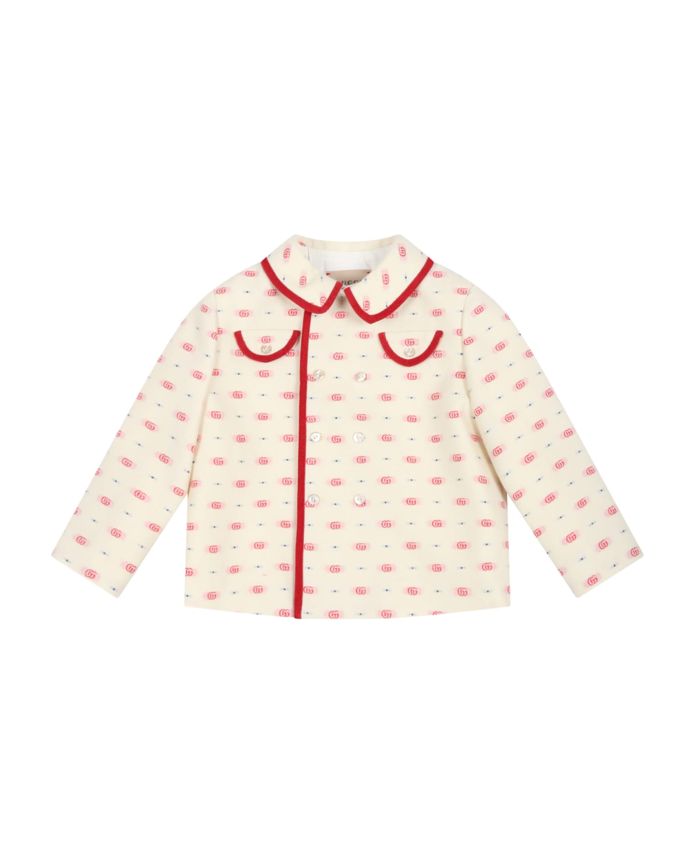 Gucci Ivory fakenot For Baby Boy With Iconic Red Double G - Ivory