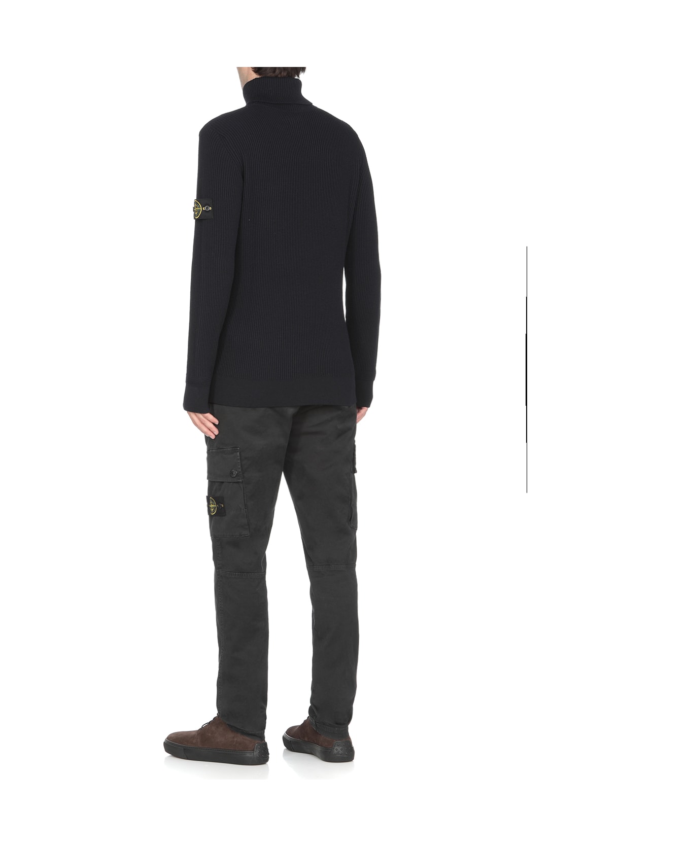 Stone Island Logo Patch Turtleneck Jumper - NAVYBLUE