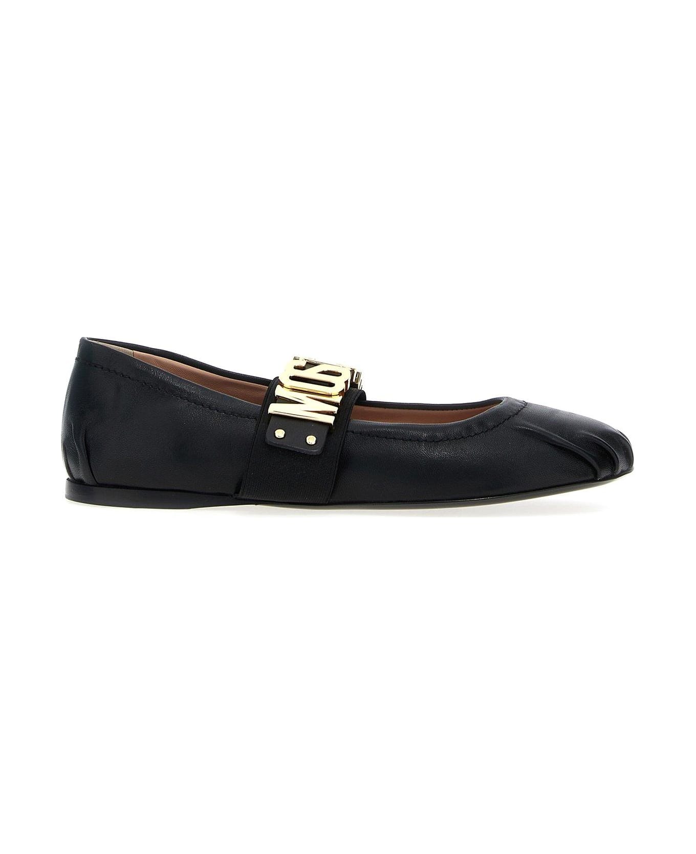 Moschino Logo Lettering Ballet Flats - Black