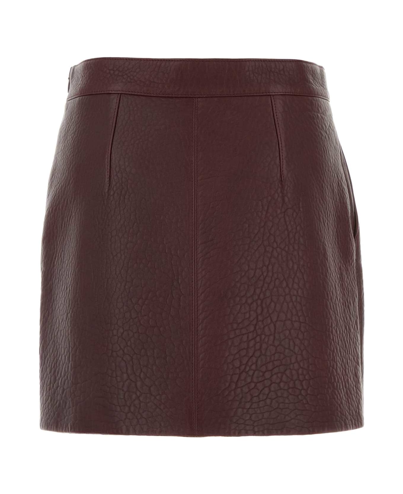 Chloé Grape Leather Mini Skirt - BORDEAUX
