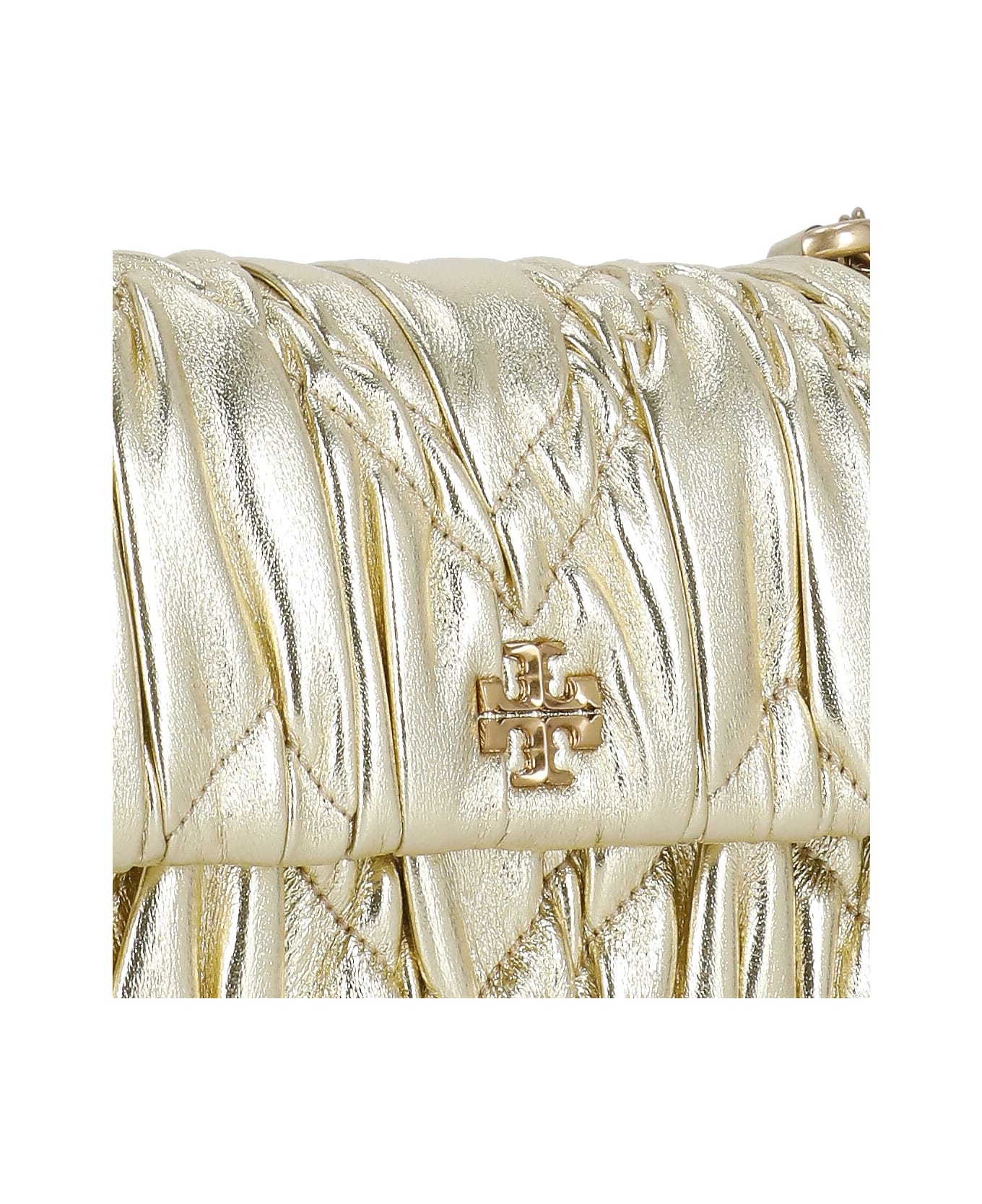 Tory Burch Kira Metallic Diamond Shoulder Bag - Golden