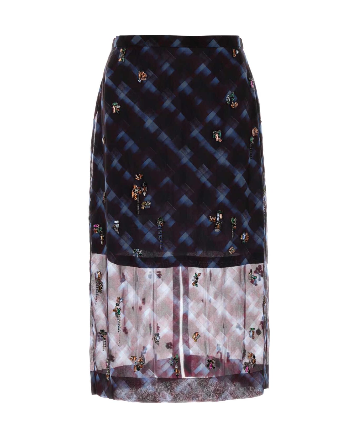 Dries Van Noten Printed Silk Sokna Skirt - BURGUNDY
