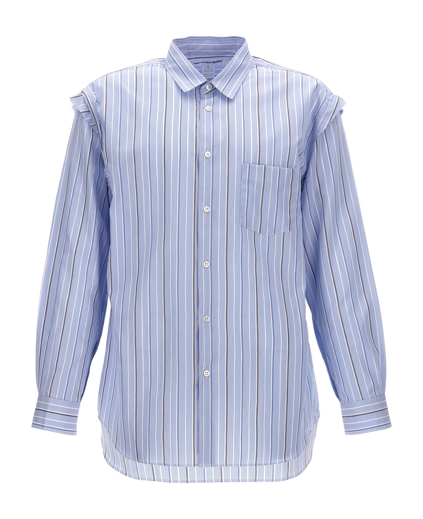 Comme des Garçons Shirt Unfinished Striped Shirt - Light Blue