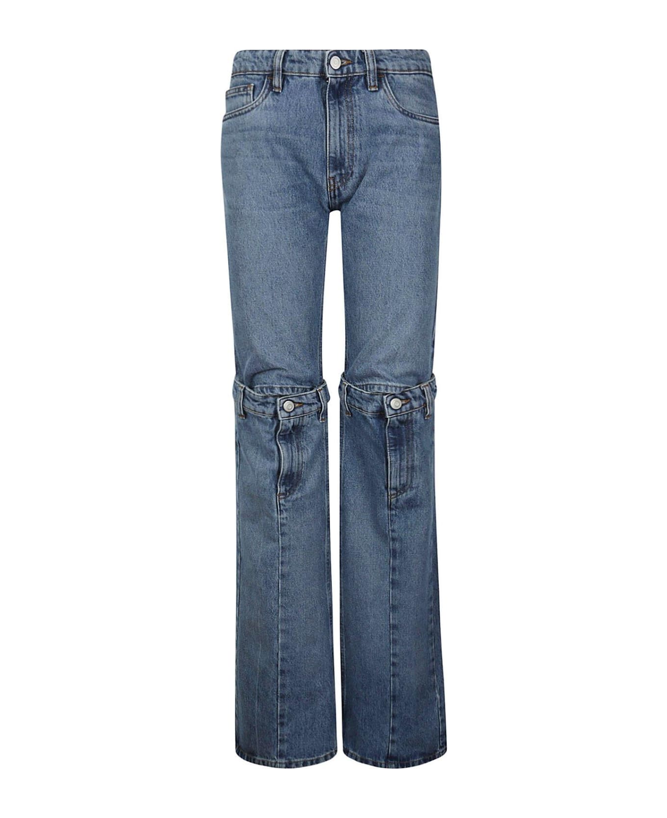 Coperni Mid-rise Panelled Wide-leg Jeans - Washed Blue