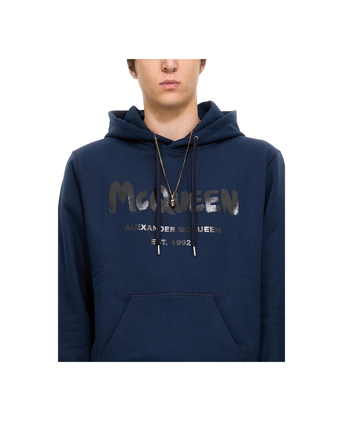 Alexander McQueen Graffiti Logo Print Sweatshirt - BLUE フリース