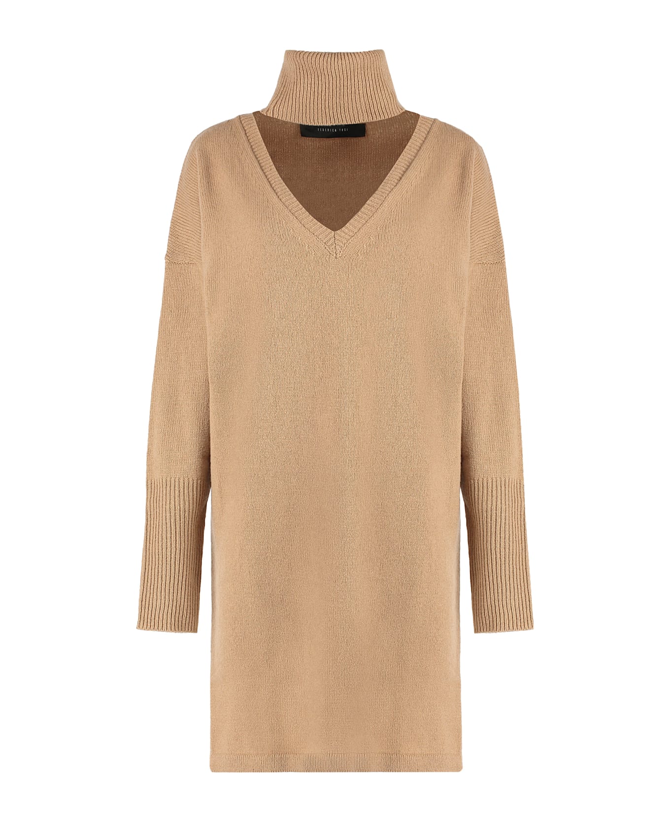 Federica Tosi Ribbed Knit Dress - Camel