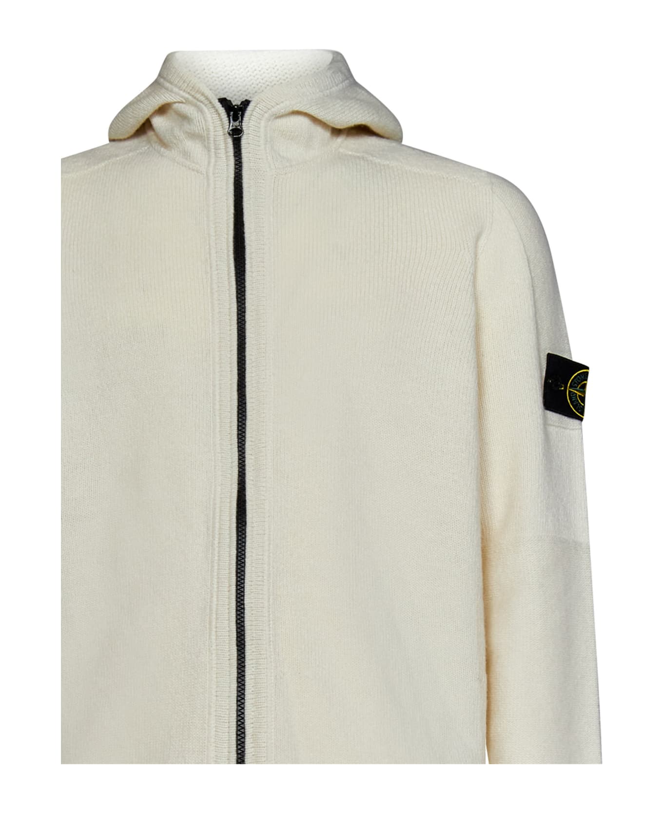 Stone Island Sweater With Zip - NATURAL