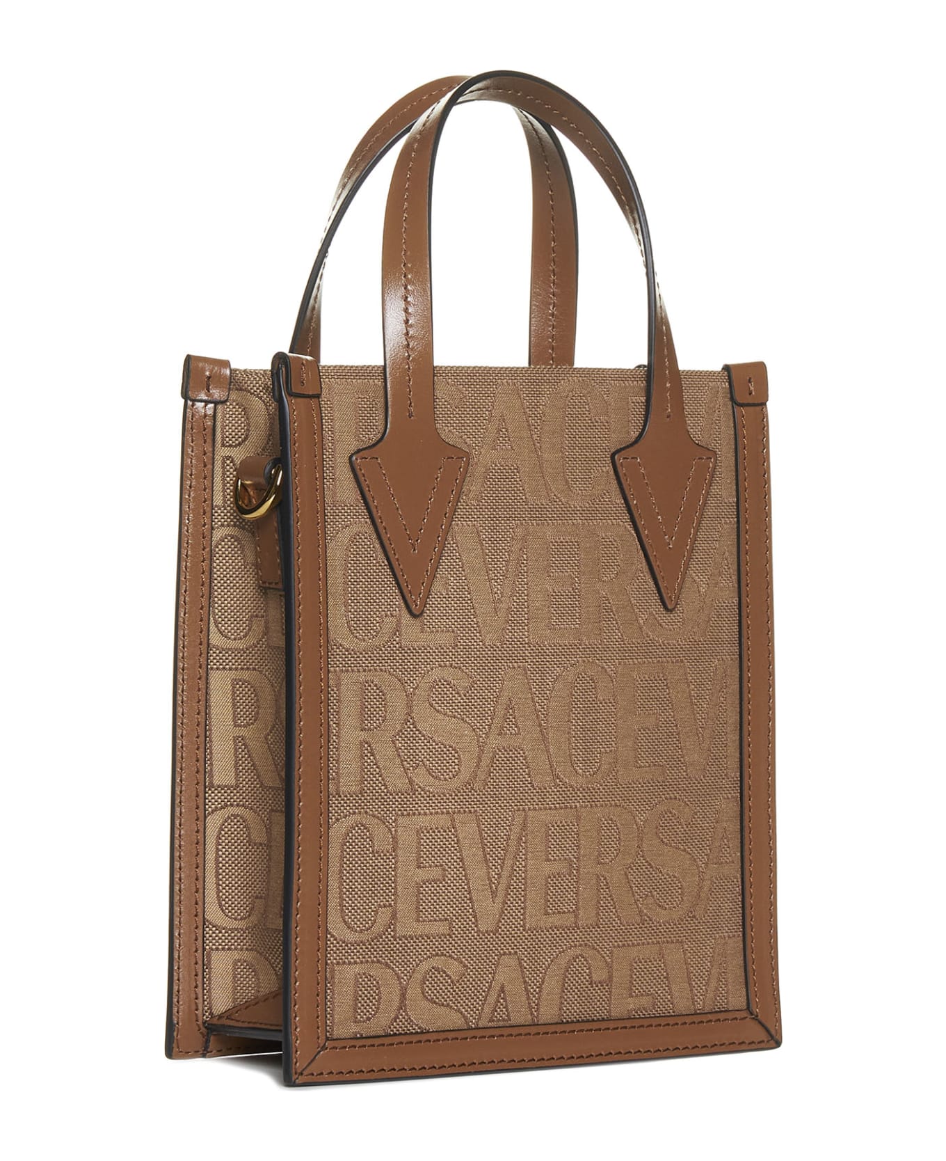 Versace Crossbody Bag 'versace Allover' - V Beige Brown Versace Gold