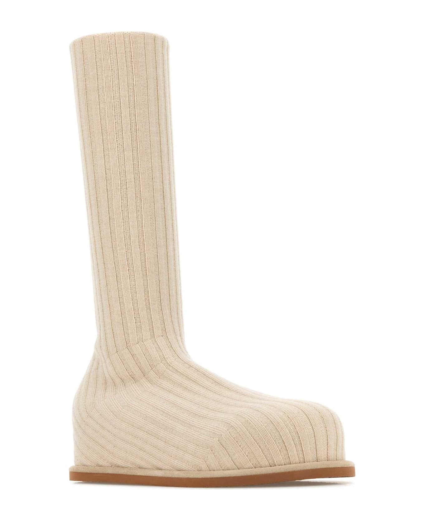 Amina Muaddi Sand Fabric Veneda Boots - BEIGE ハイヒール