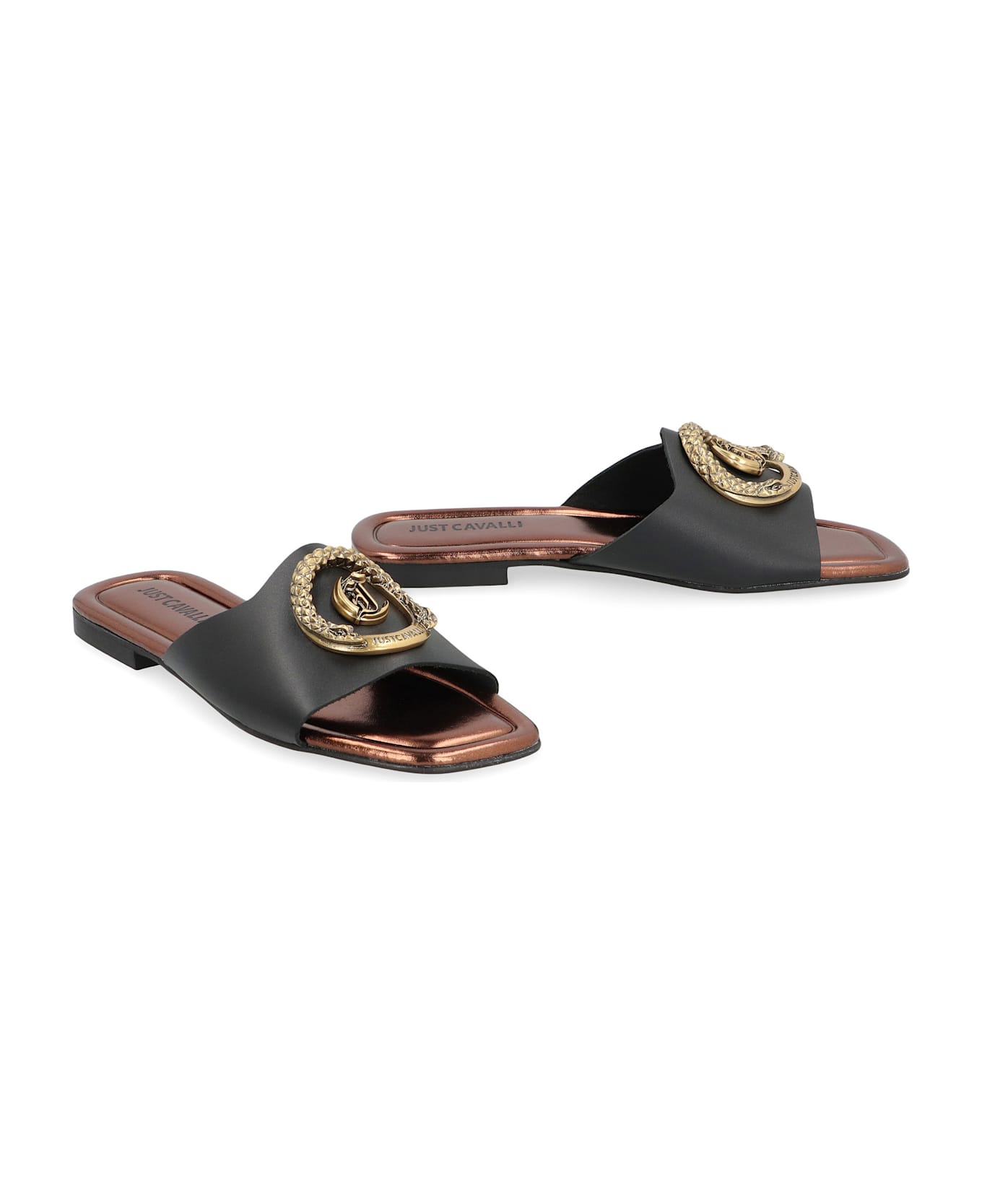 Just Cavalli Elisie Leather Slides - black