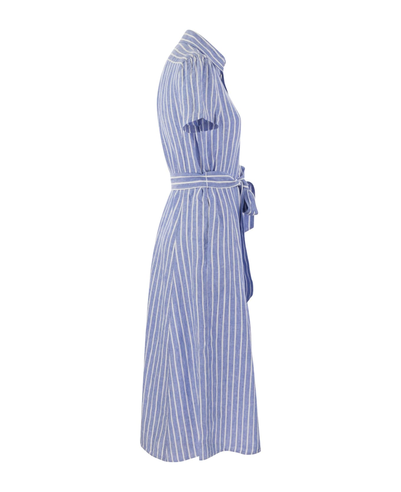 Polo Ralph Lauren Striped Linen Chemisier - Light Blue