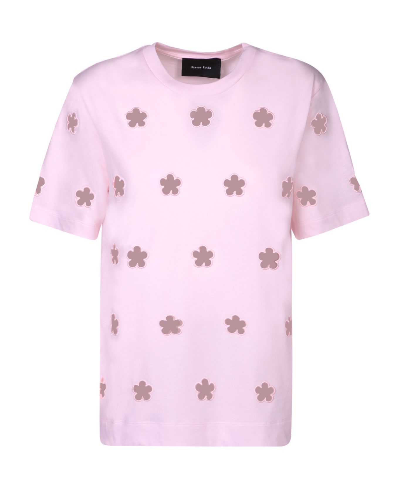 Simone Rocha Floral Cut-out T-shirt - Pink Tシャツ