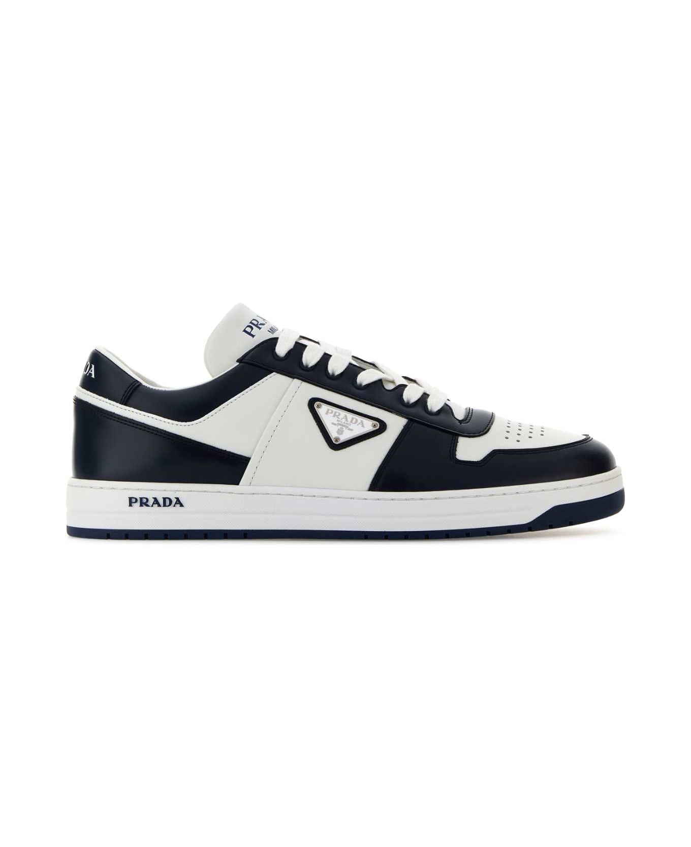 Prada Two-tone Leather Downtown Sneakers - BIANCOBALTICO