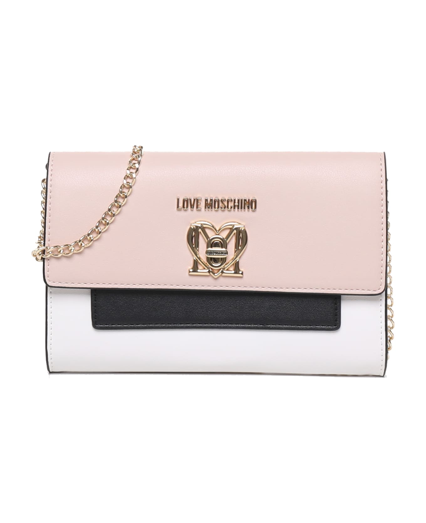 Love Moschino Rectangular Love Bag - White, pink, black