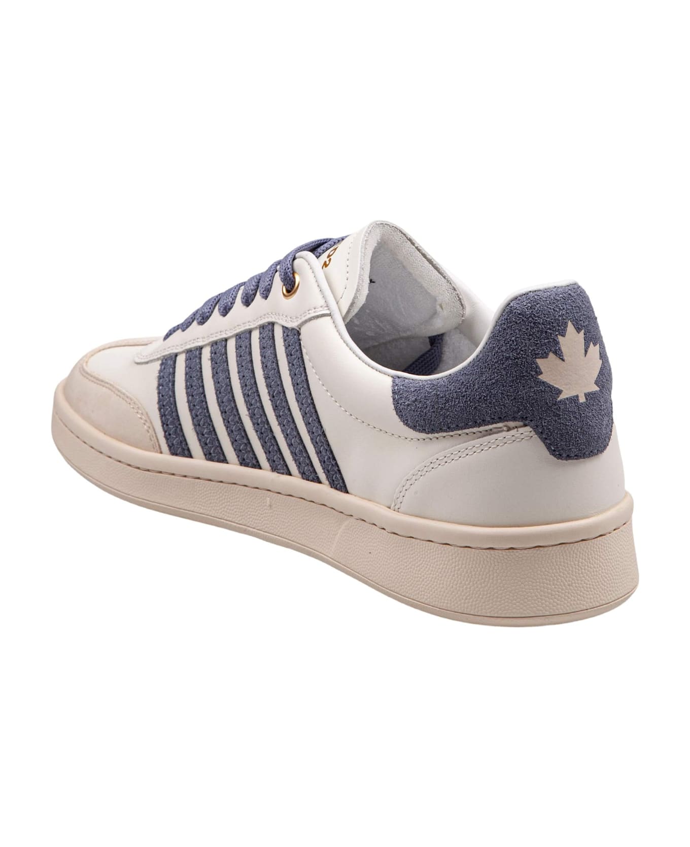 Dsquared2 Boxer Sneakers In Leather And Suede Color Milk And Blue - Milk