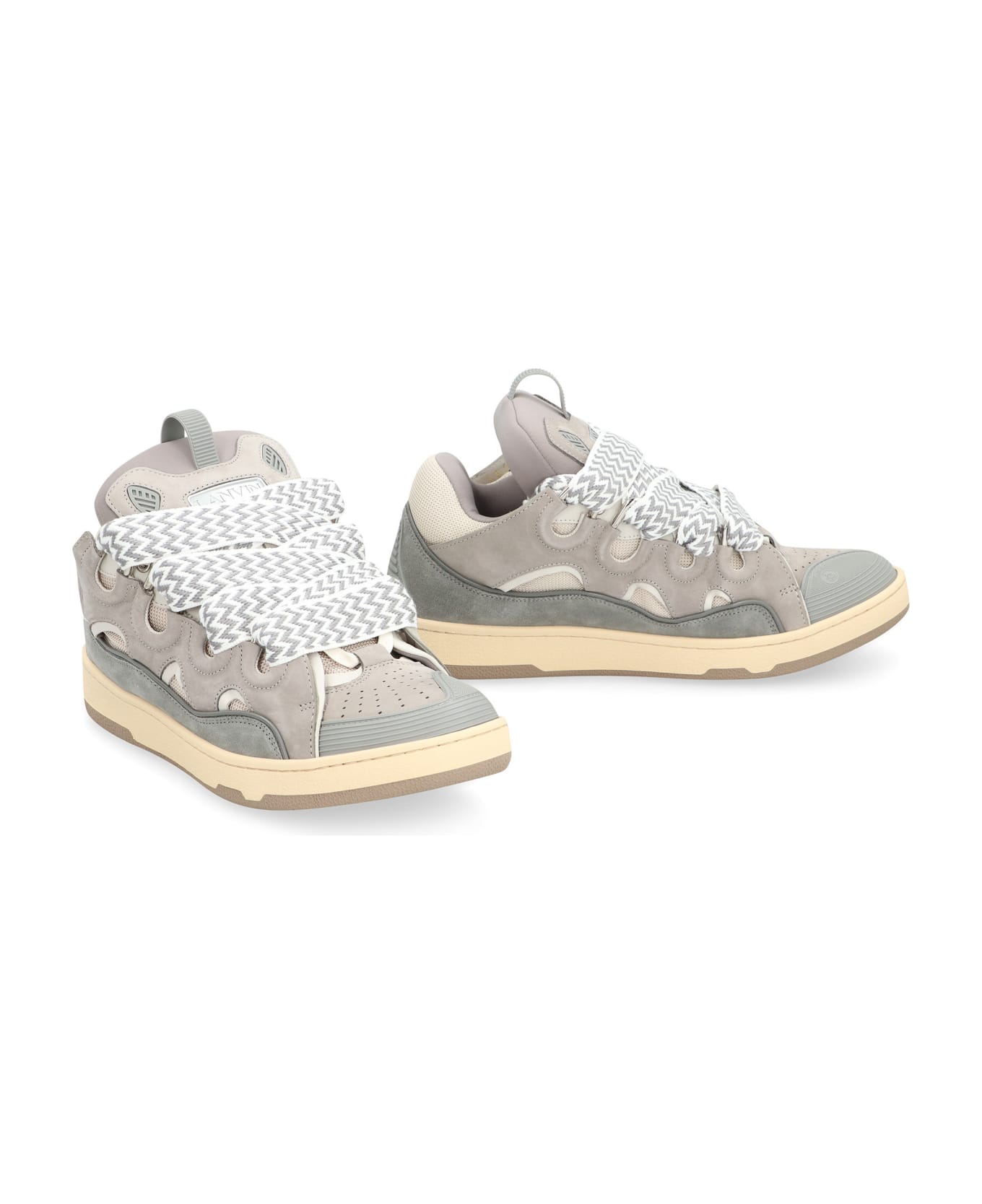 Lanvin Curb Leather Sneakers - Grey