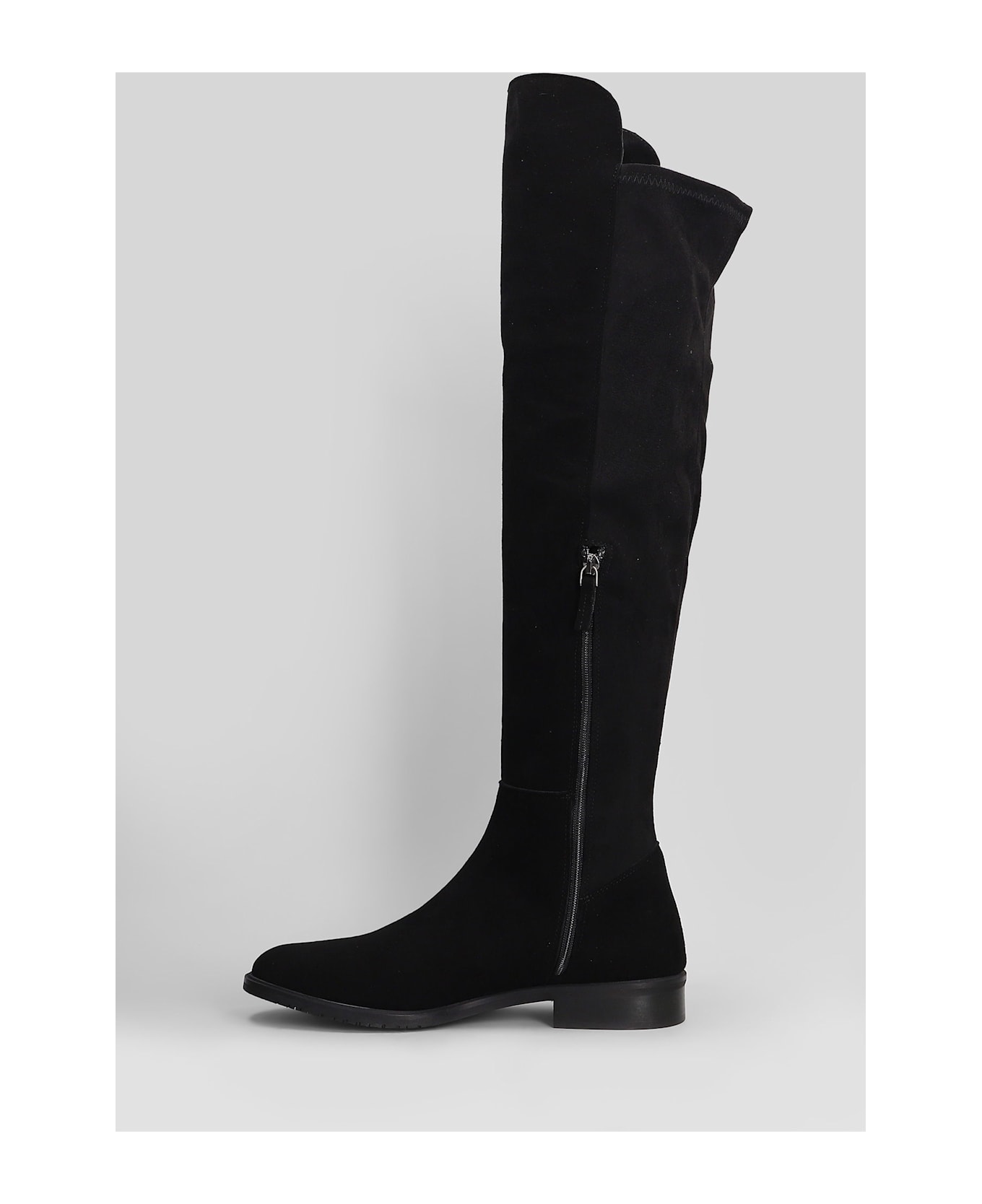 Julie Dee Low Heels Boots In Black Suede - black