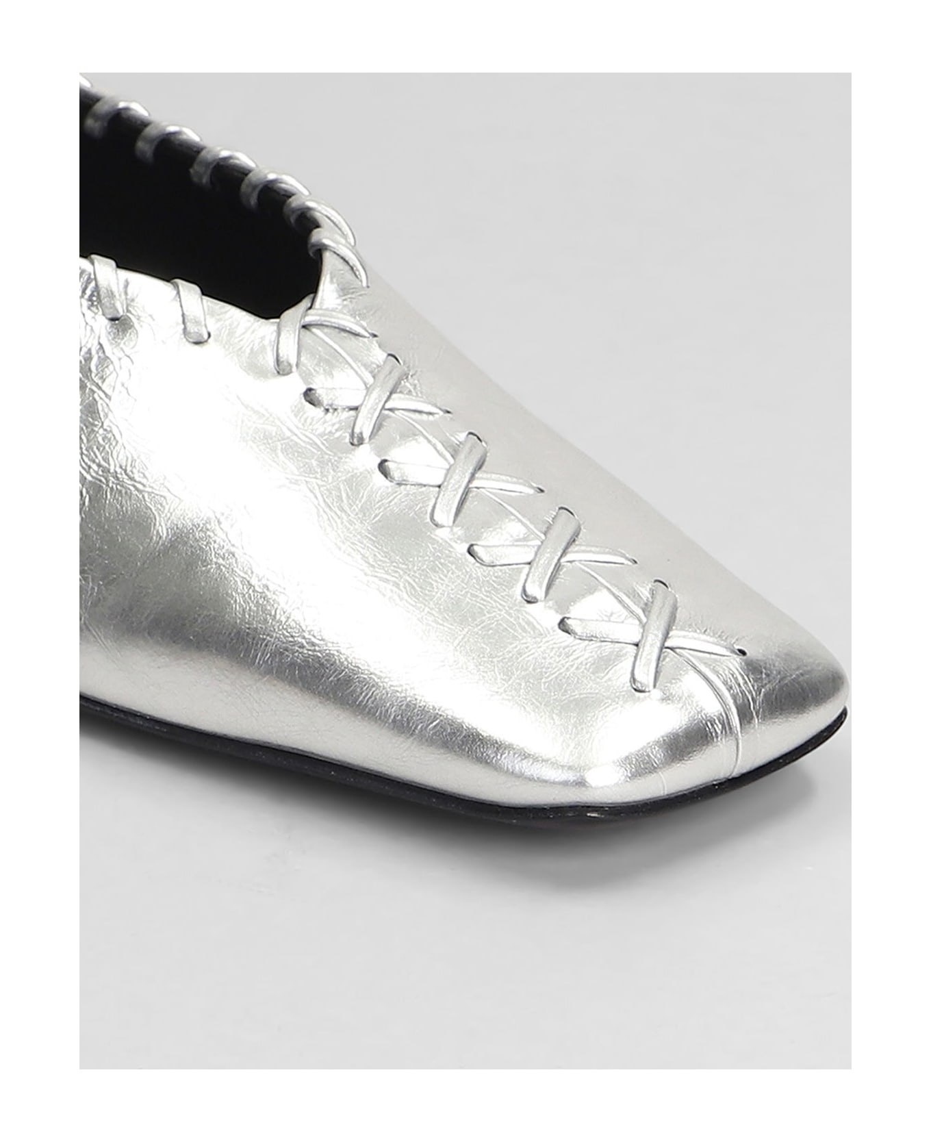 Jil Sander Ballet Flats In Silver Leather - silver