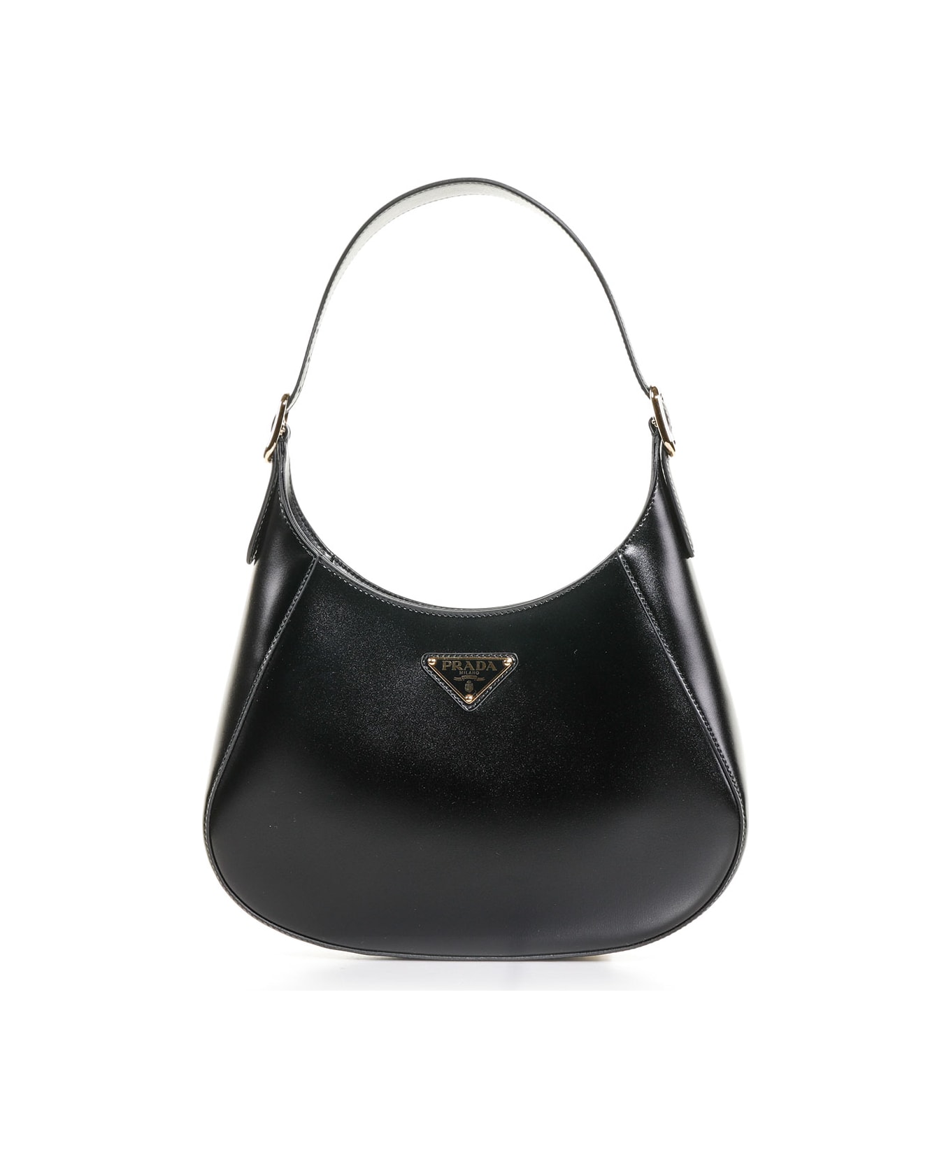 Prada Shoulder Bag In Leather With Logo - NERO