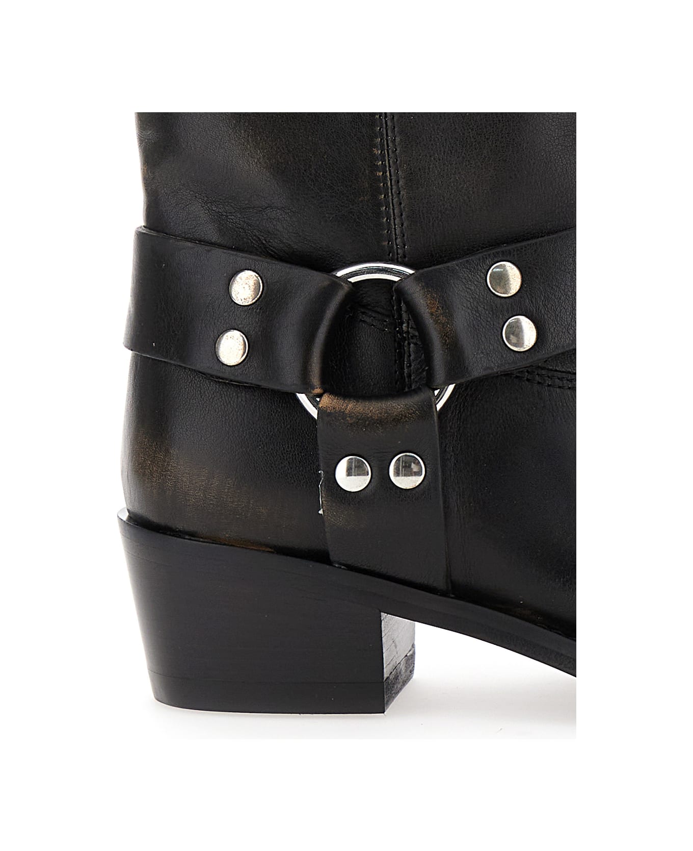 Paris Texas 'roxy' Black Western Style Ankle Boots With Brown Nuances In Leather Woman - Black