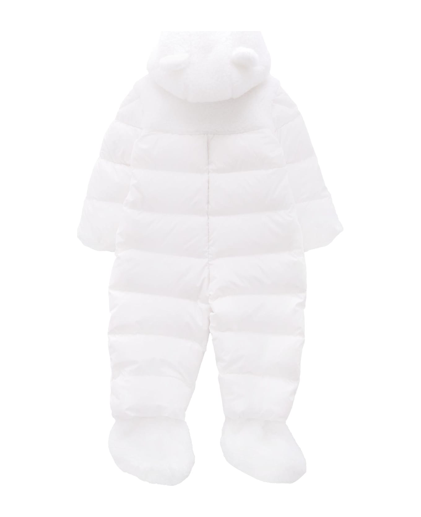 Moncler White Osof Down Jacket For Babykids With Logo - White