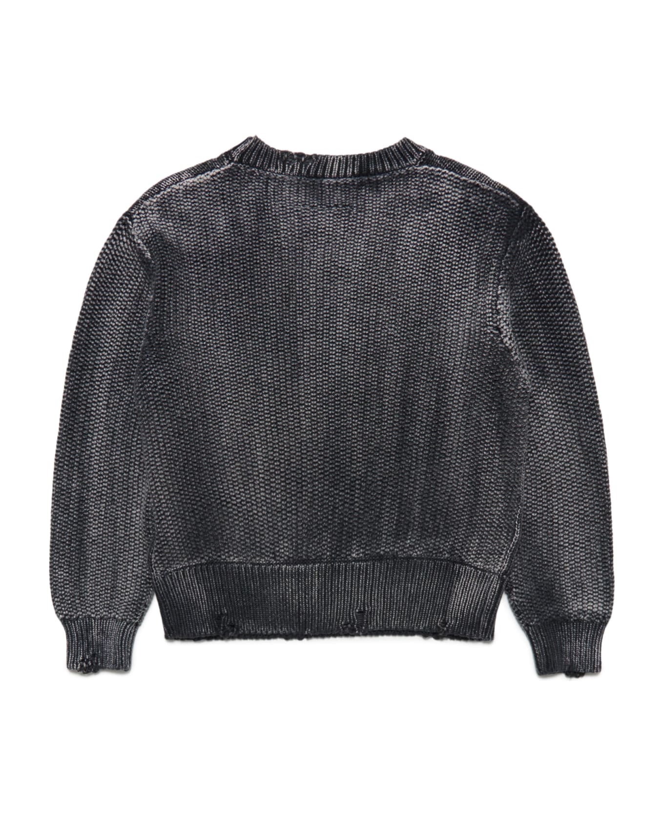 MM6 Maison Margiela Mm6k13u Knitwear Maison Margiela Black Vintage-effect Cotton Long-sleeved Sweater - Black